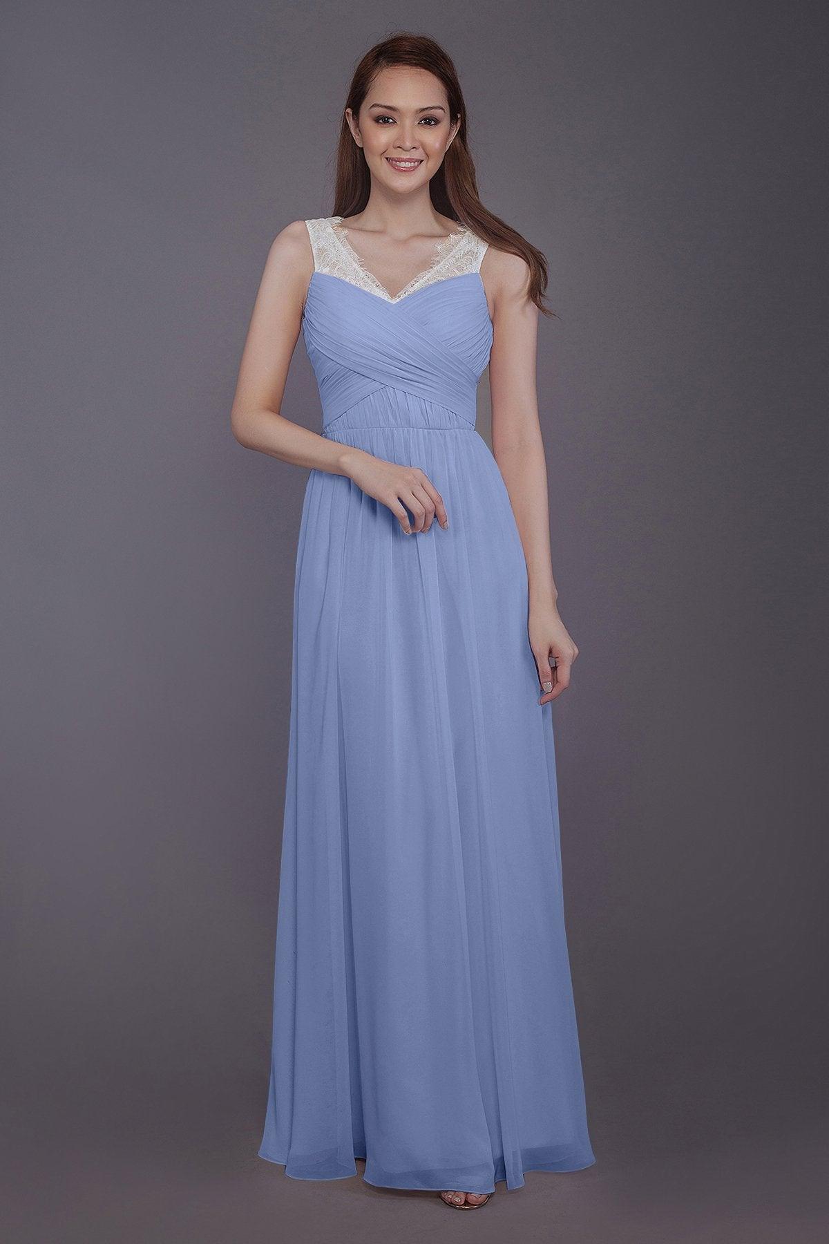 Sheath-Column Floor Length Chiffon Bridesmaid Dress PR3542 - COCOMELODY