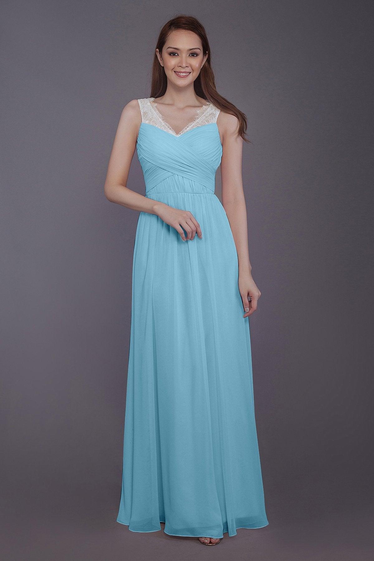 Sheath-Column Floor Length Chiffon Bridesmaid Dress PR3542 - COCOMELODY