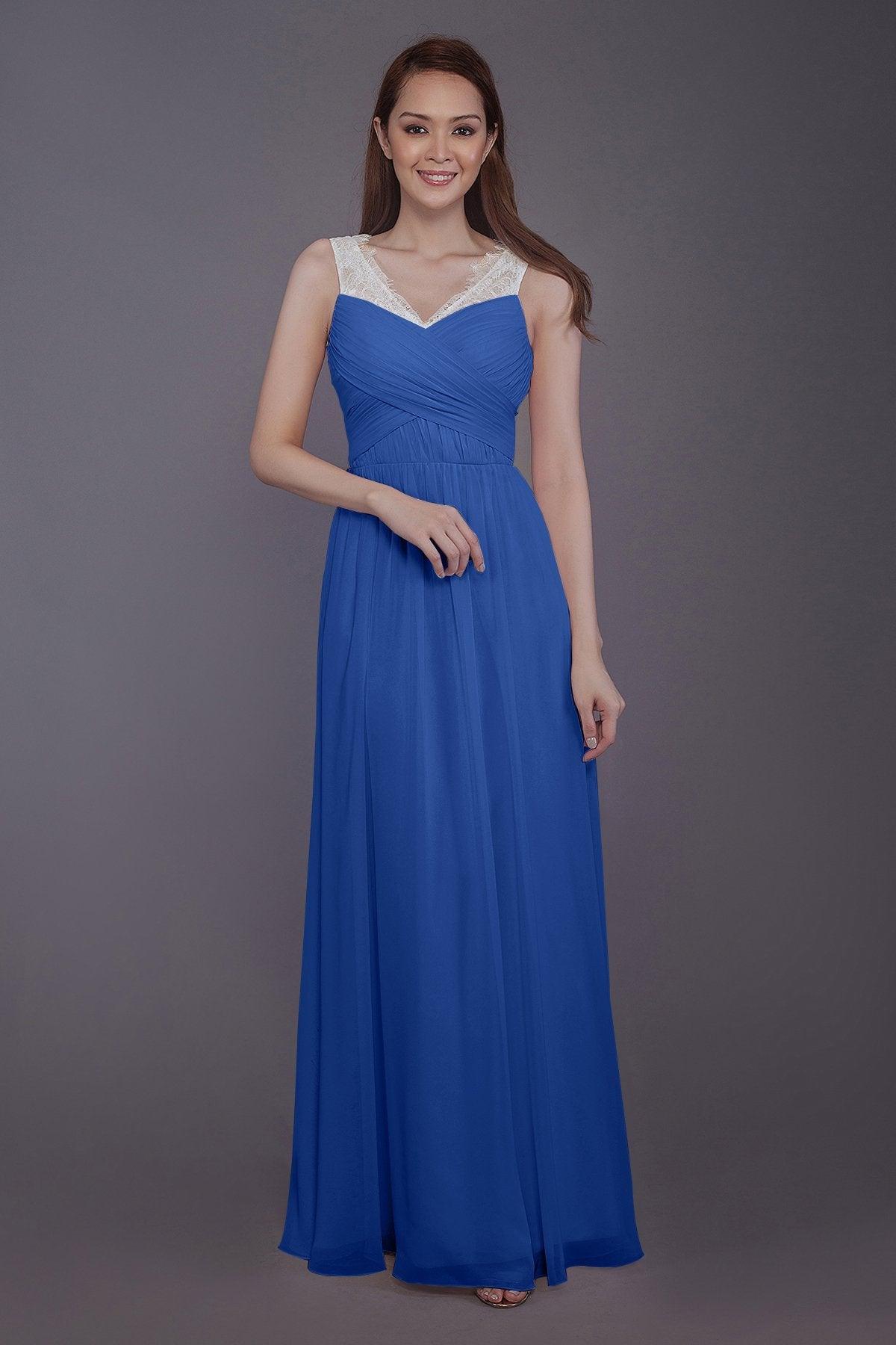 Sheath-Column Floor Length Chiffon Bridesmaid Dress PR3542 - COCOMELODY