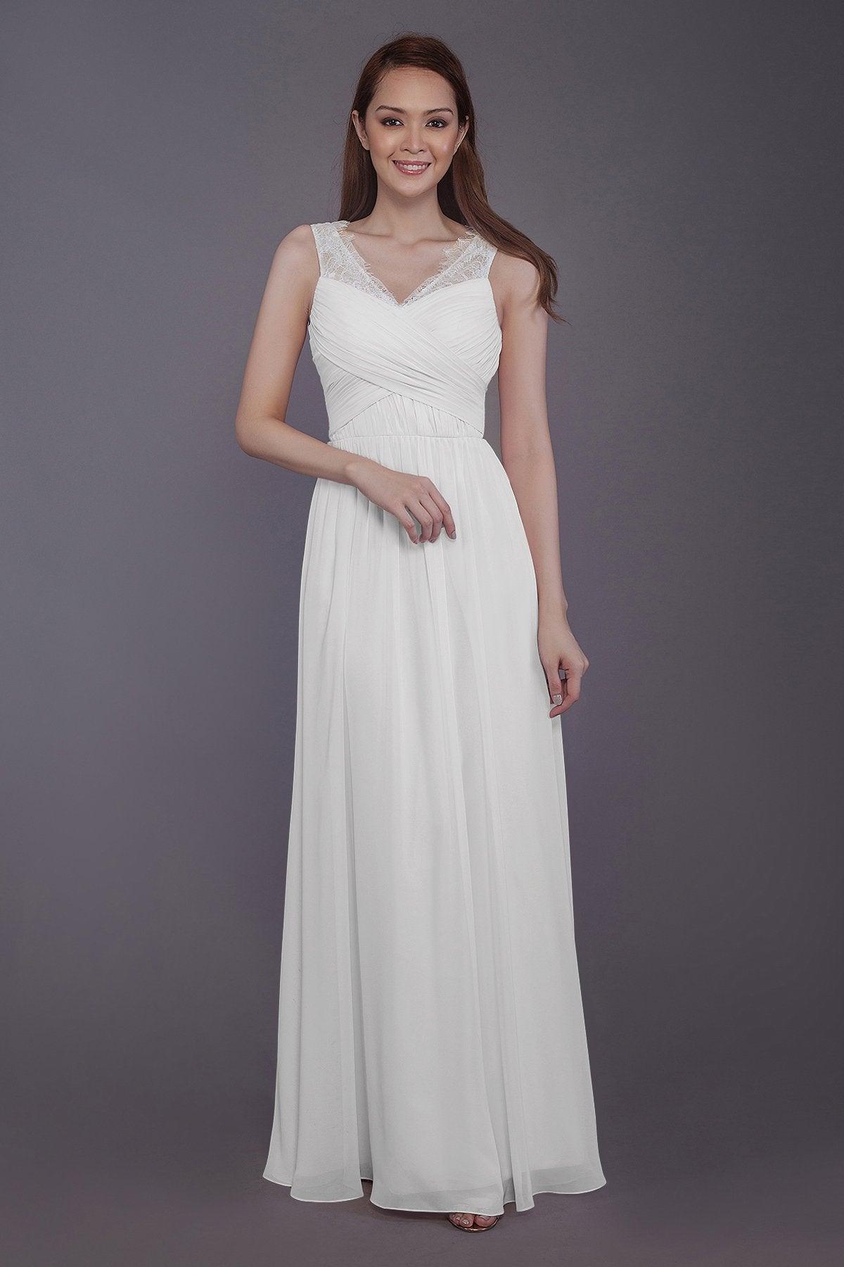 Sheath-Column Floor Length Chiffon Bridesmaid Dress PR3542 - COCOMELODY