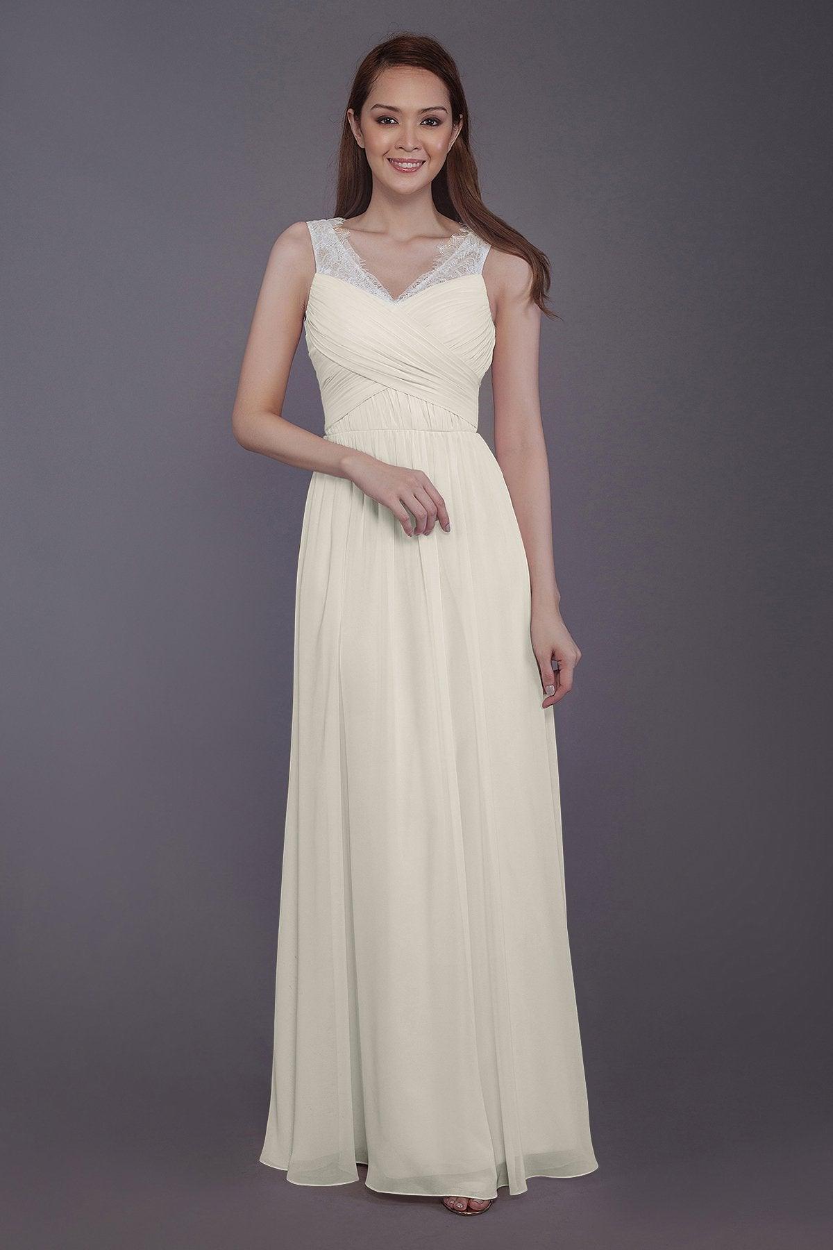 Sheath-Column Floor Length Chiffon Bridesmaid Dress PR3542 - COCOMELODY