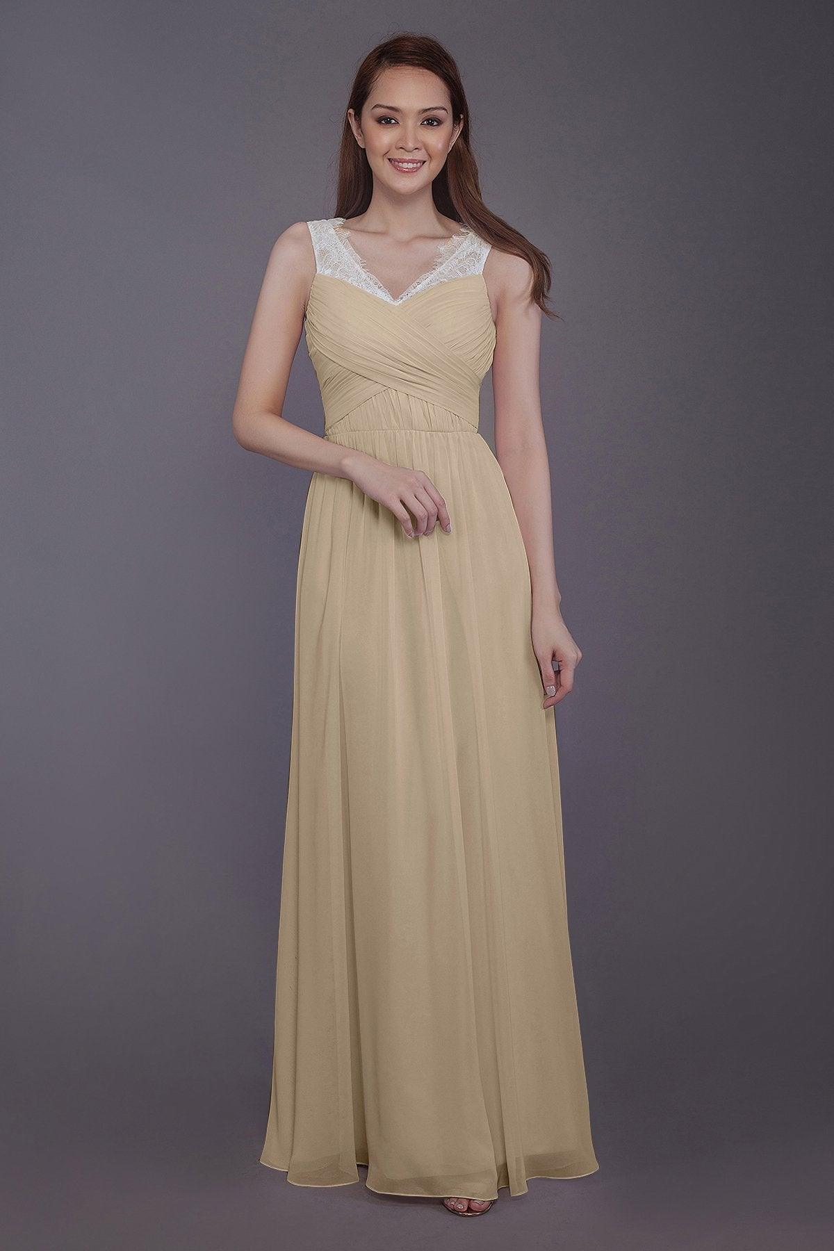 Sheath-Column Floor Length Chiffon Bridesmaid Dress PR3542 - COCOMELODY