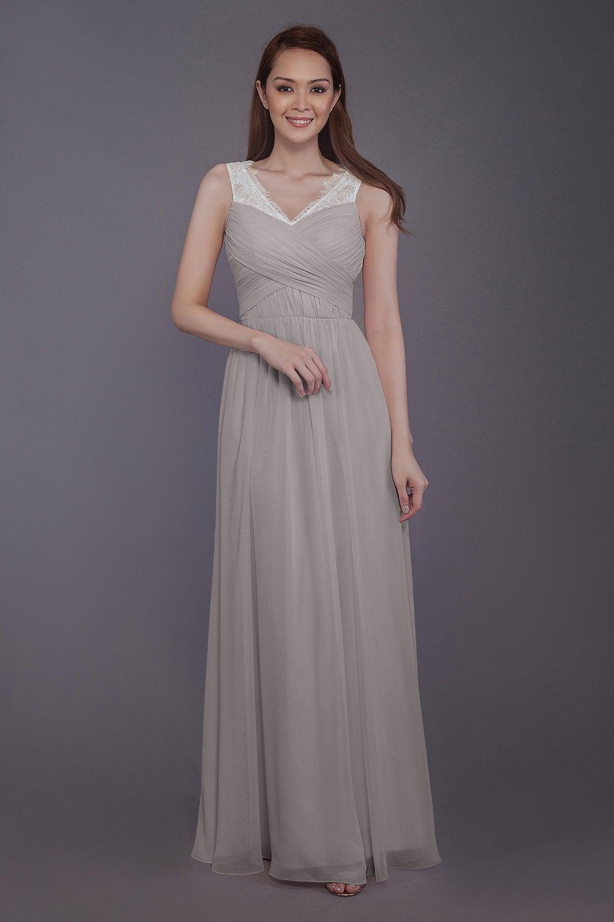 Sheath-Column Floor Length Chiffon Bridesmaid Dress PR3542 - COCOMELODY