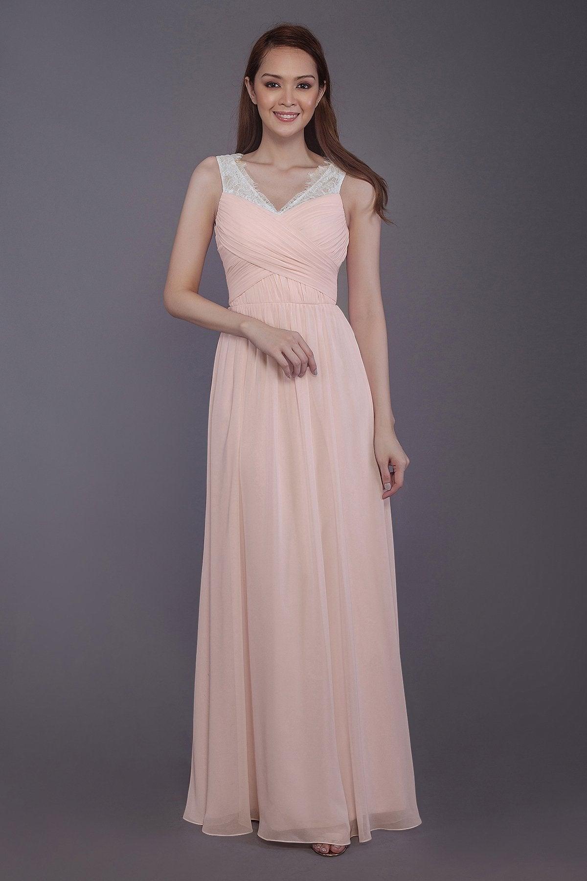 Sheath-Column Floor Length Chiffon Bridesmaid Dress PR3542 - COCOMELODY