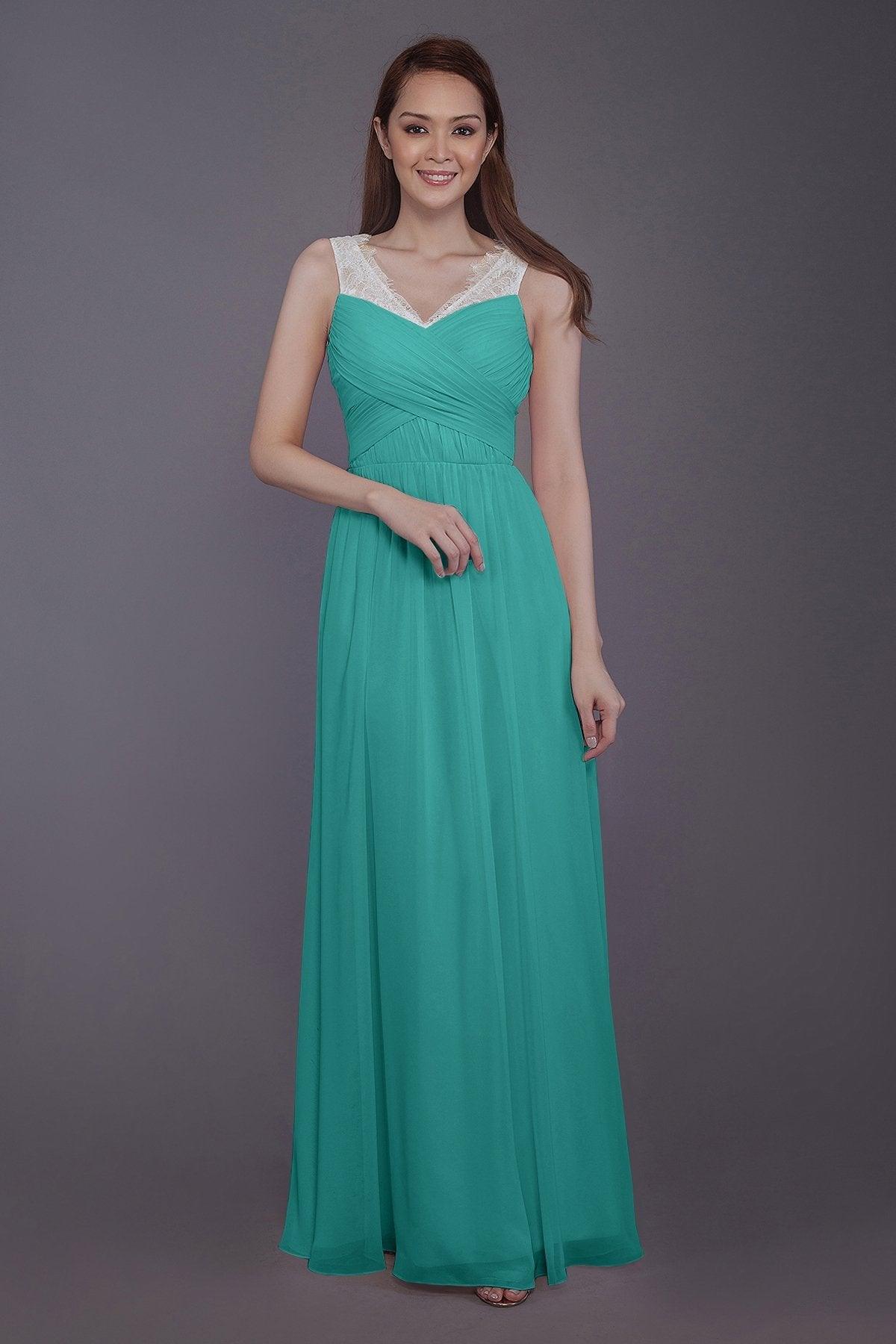 Sheath-Column Floor Length Chiffon Bridesmaid Dress PR3542 - COCOMELODY
