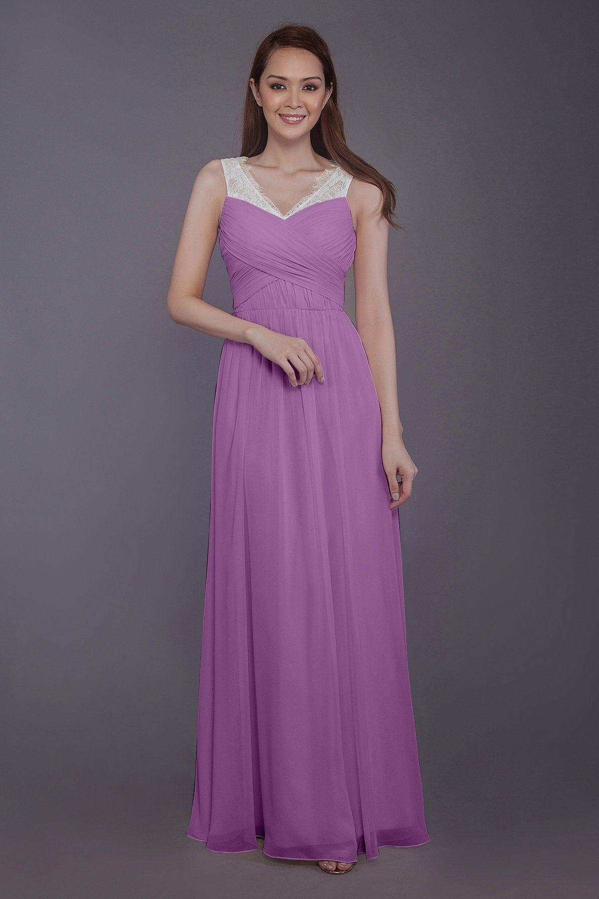Sheath-Column Floor Length Chiffon Bridesmaid Dress PR3542 - COCOMELODY