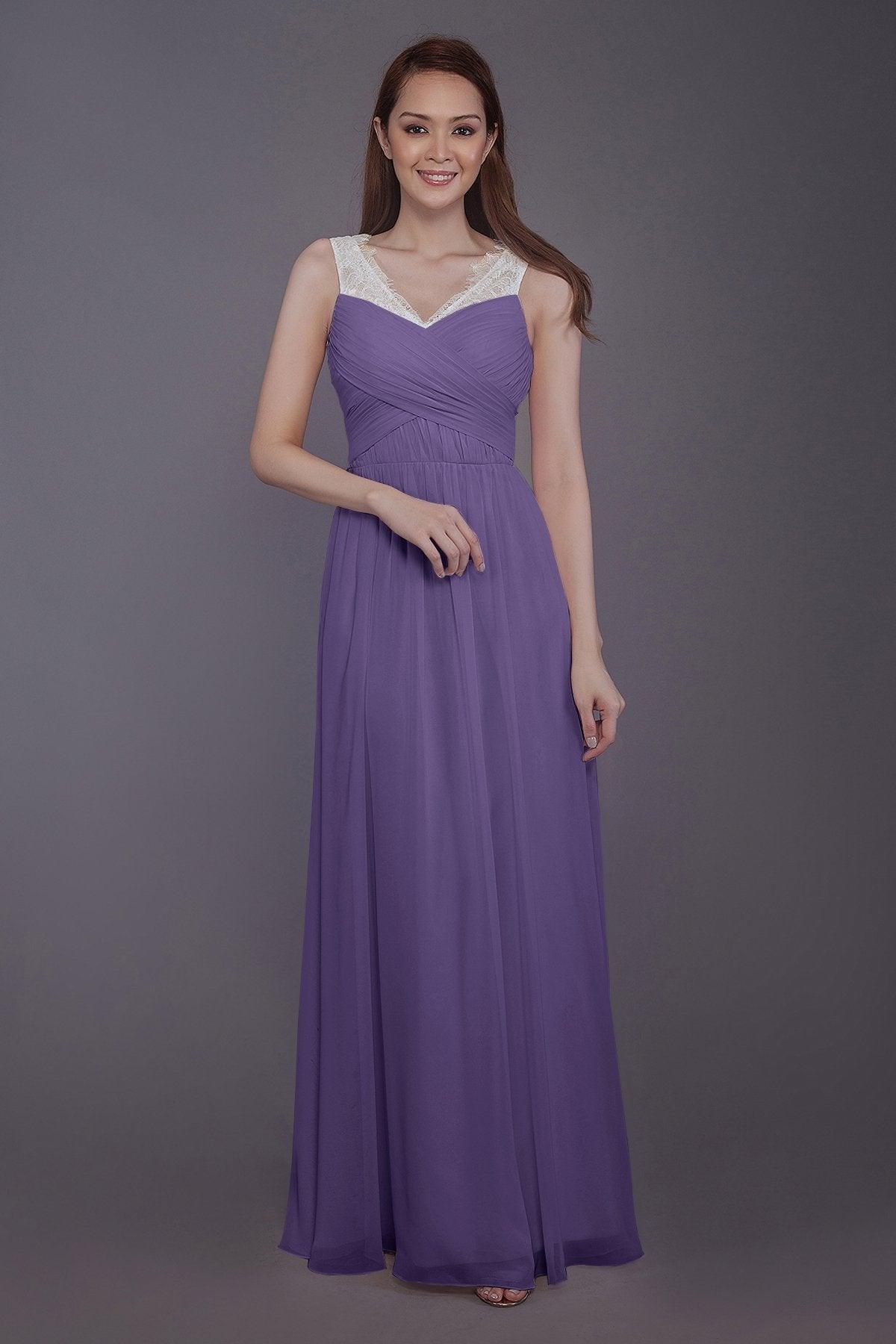 Sheath-Column Floor Length Chiffon Bridesmaid Dress PR3542 - COCOMELODY