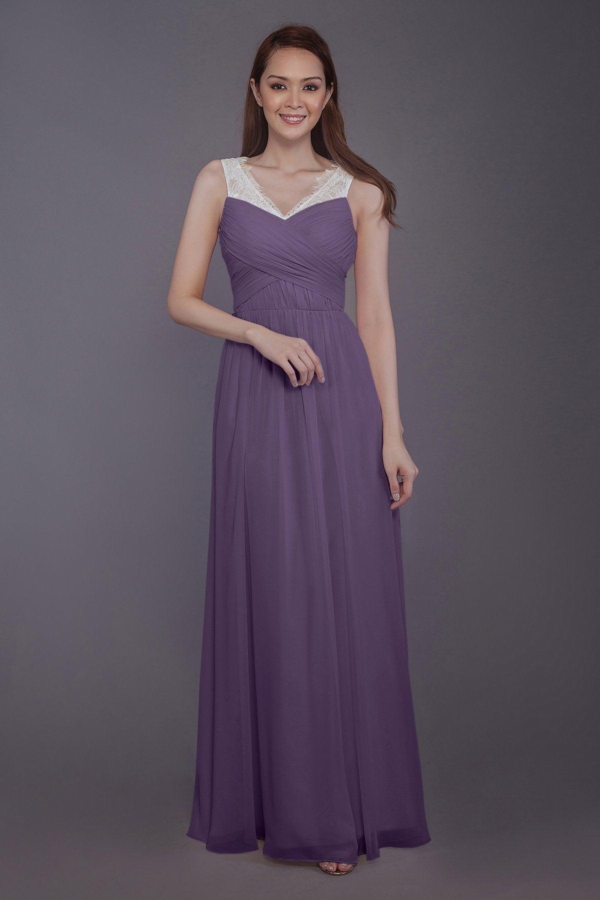 Sheath-Column Floor Length Chiffon Bridesmaid Dress PR3542 - COCOMELODY