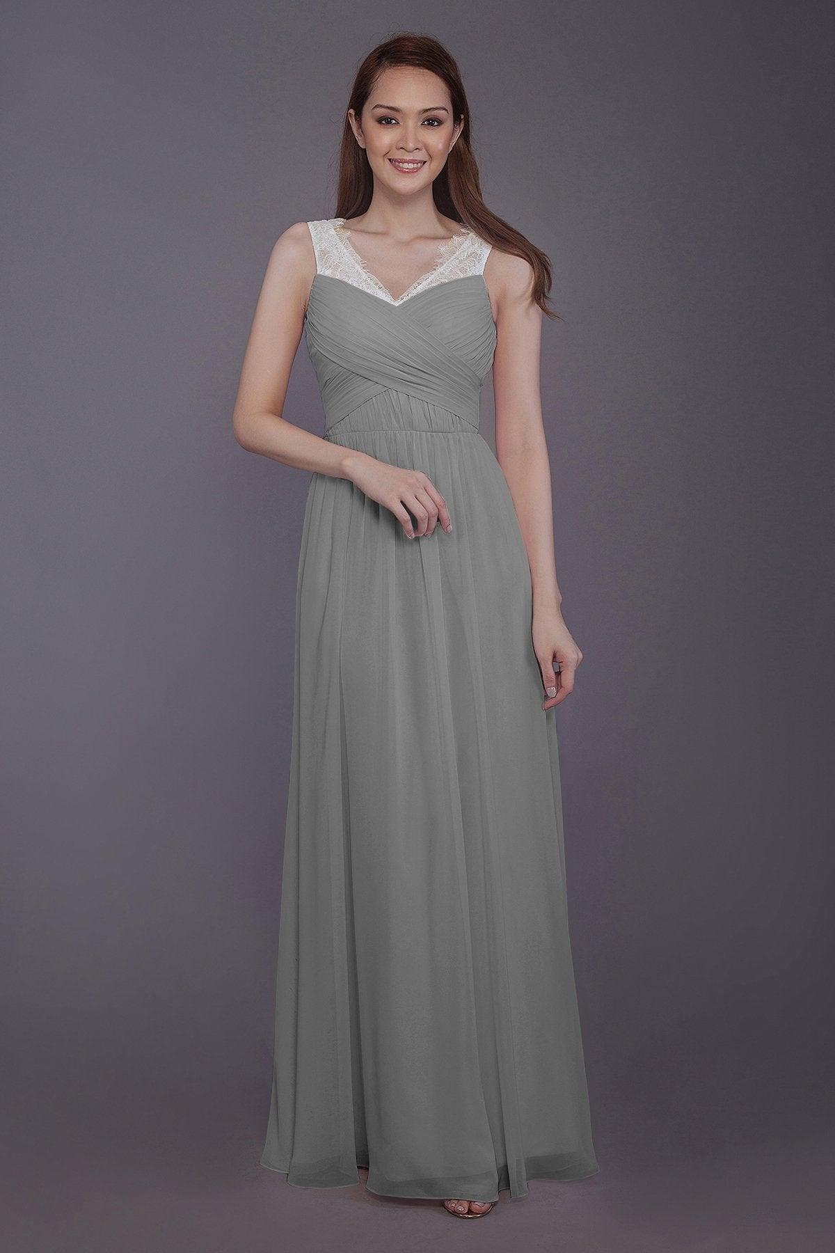 Sheath-Column Floor Length Chiffon Bridesmaid Dress PR3542 - COCOMELODY