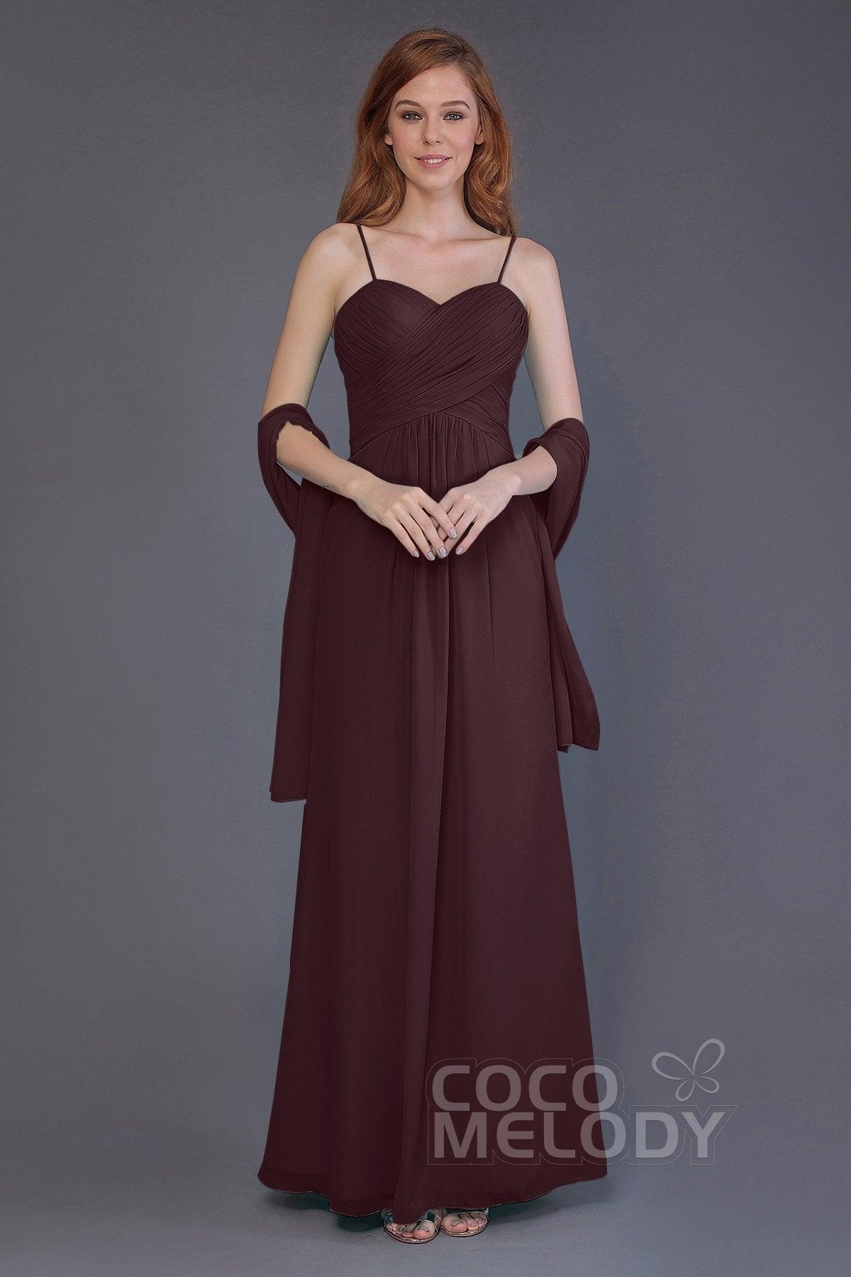 Sheath-Column Floor Length Chiffon Bridesmaid Dress PR3544 - COCOMELODY
