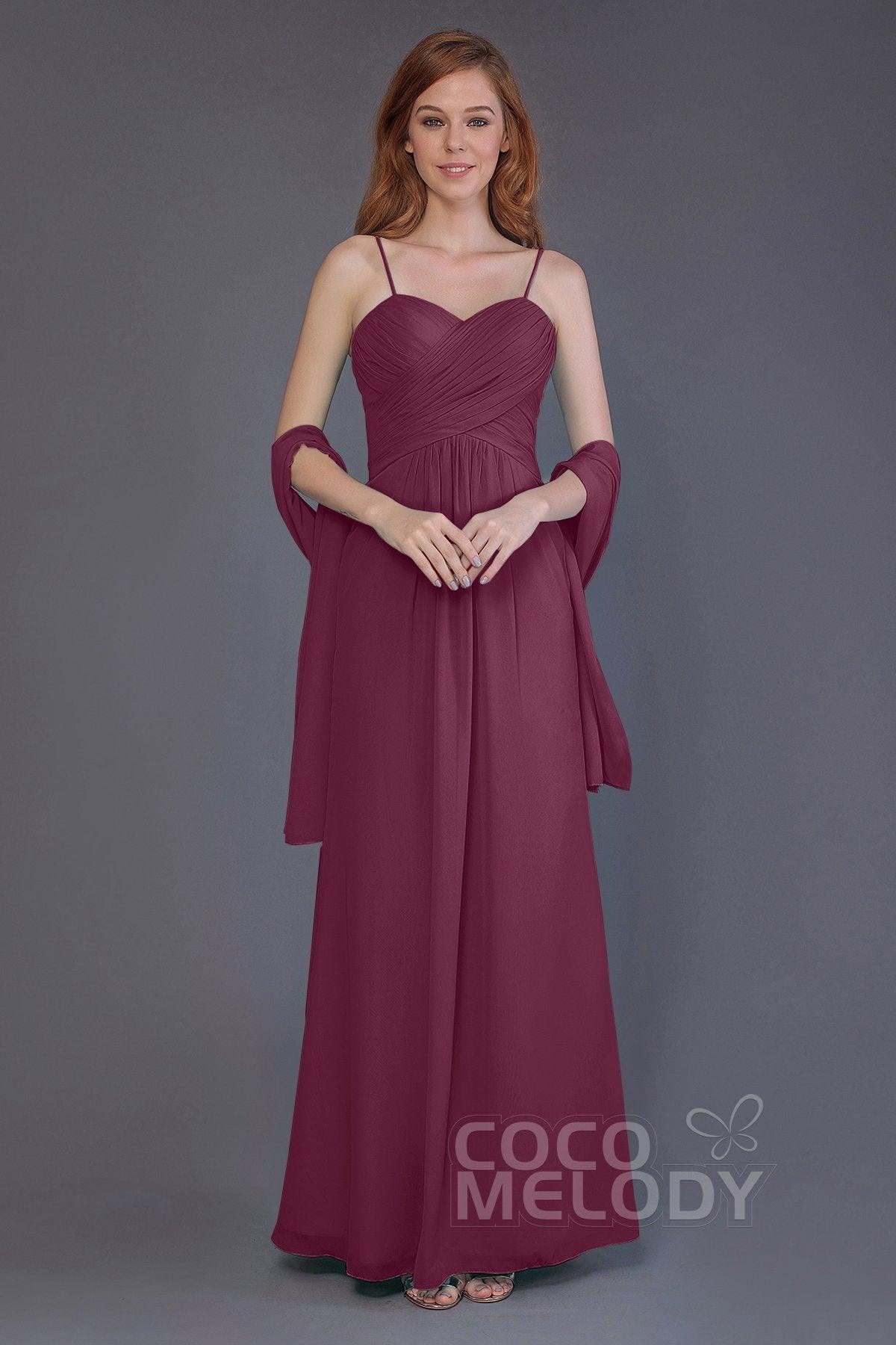 Sheath-Column Floor Length Chiffon Bridesmaid Dress PR3544 - COCOMELODY