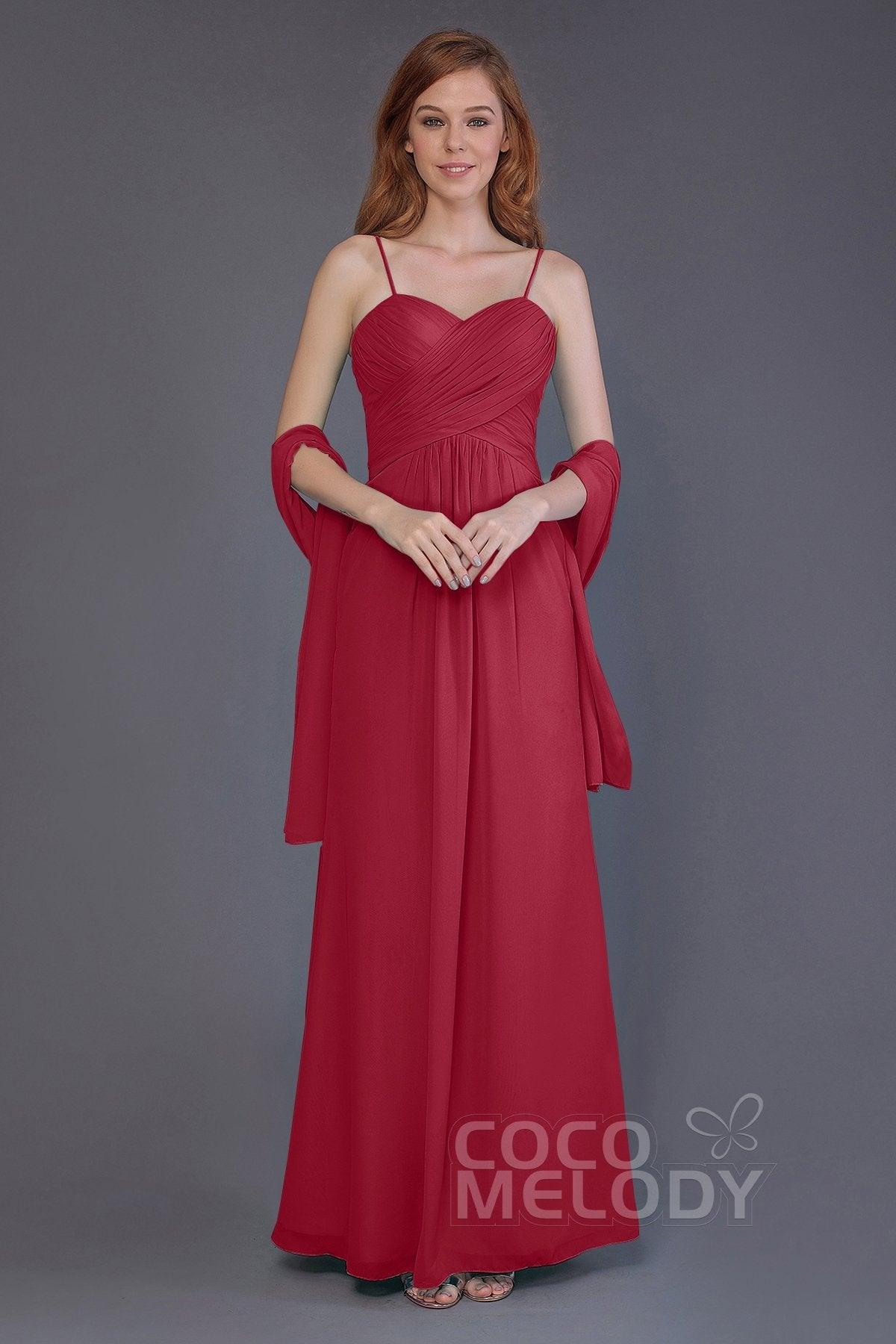 Sheath-Column Floor Length Chiffon Bridesmaid Dress PR3544 - COCOMELODY