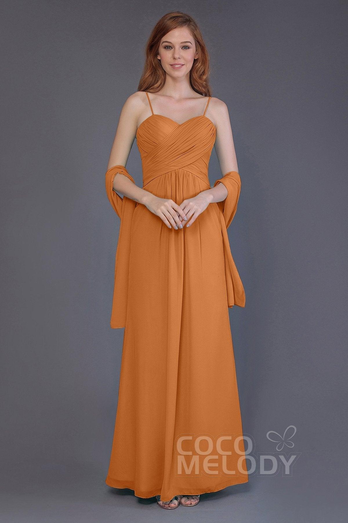 Sheath-Column Floor Length Chiffon Bridesmaid Dress PR3544 - COCOMELODY