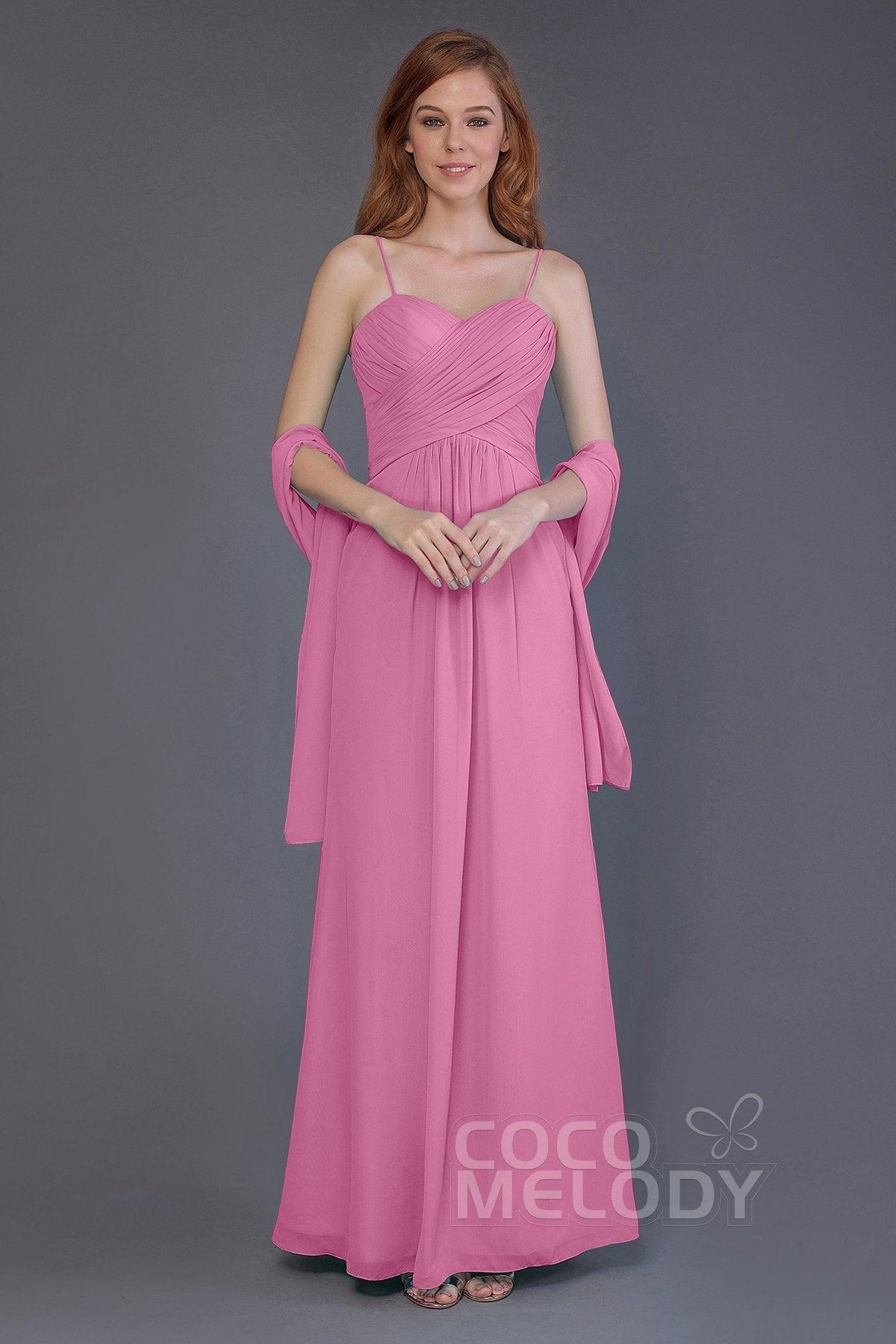 Sheath-Column Floor Length Chiffon Bridesmaid Dress PR3544 - COCOMELODY