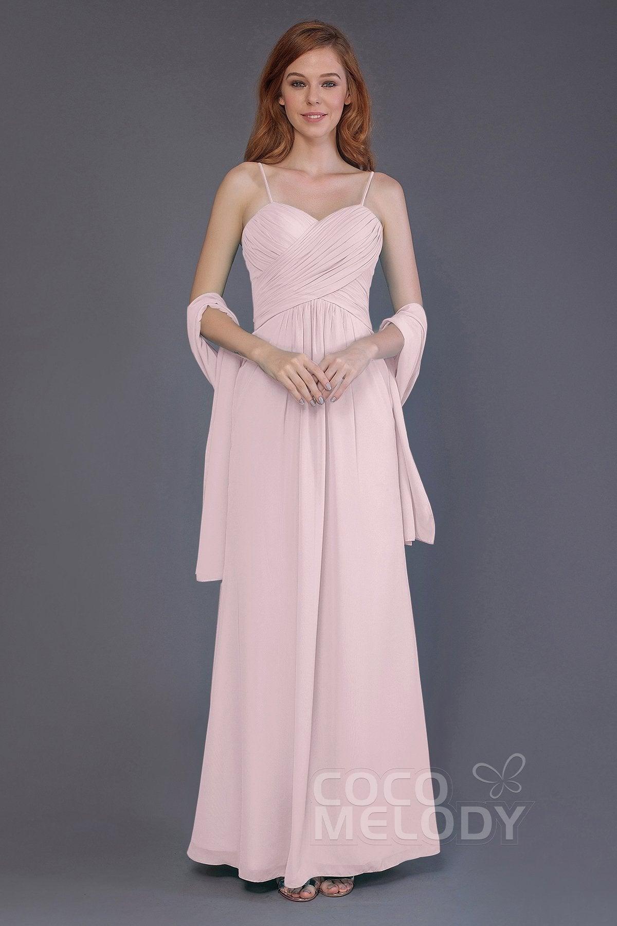 Sheath-Column Floor Length Chiffon Bridesmaid Dress PR3544 - COCOMELODY