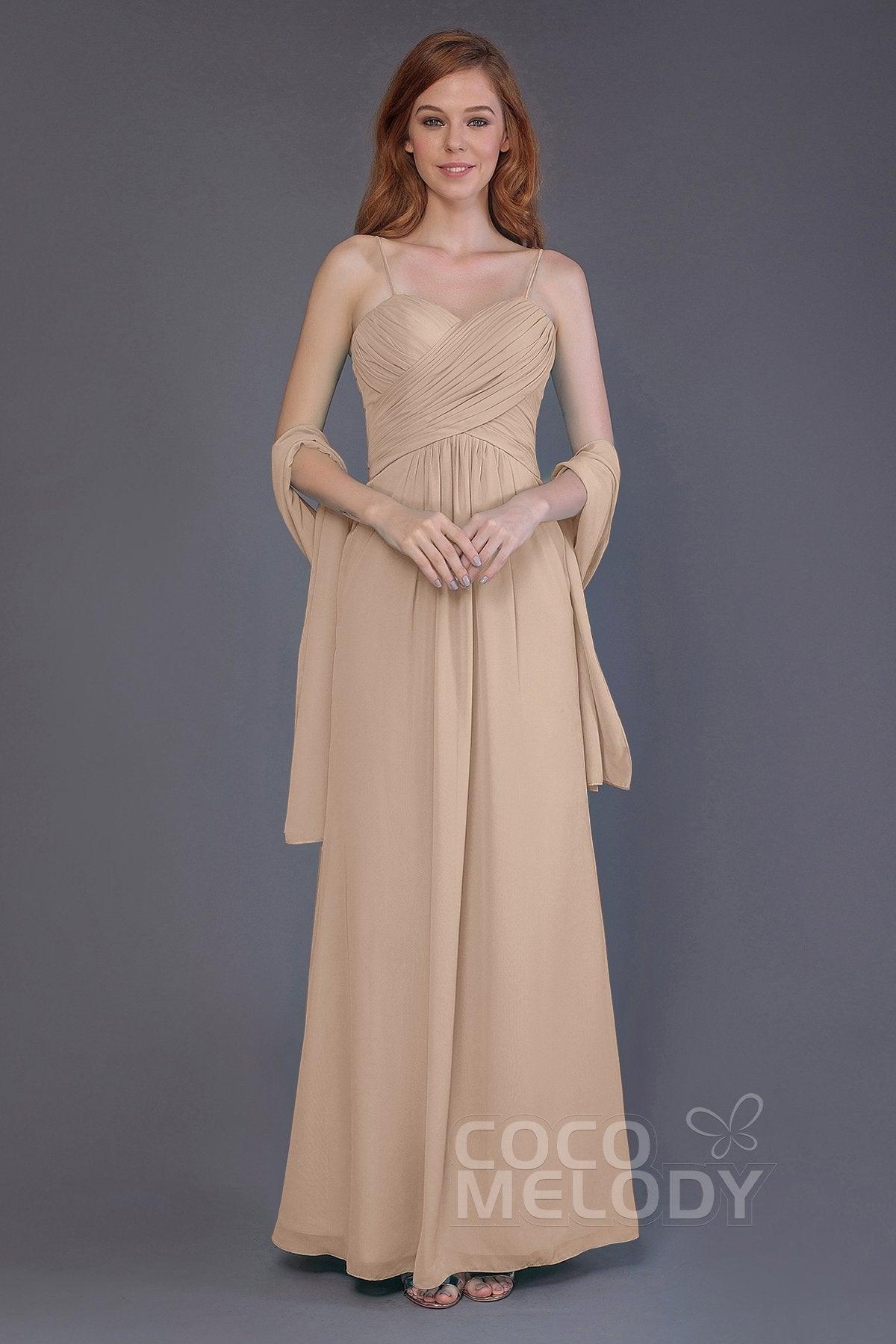 Sheath-Column Floor Length Chiffon Bridesmaid Dress PR3544 - COCOMELODY