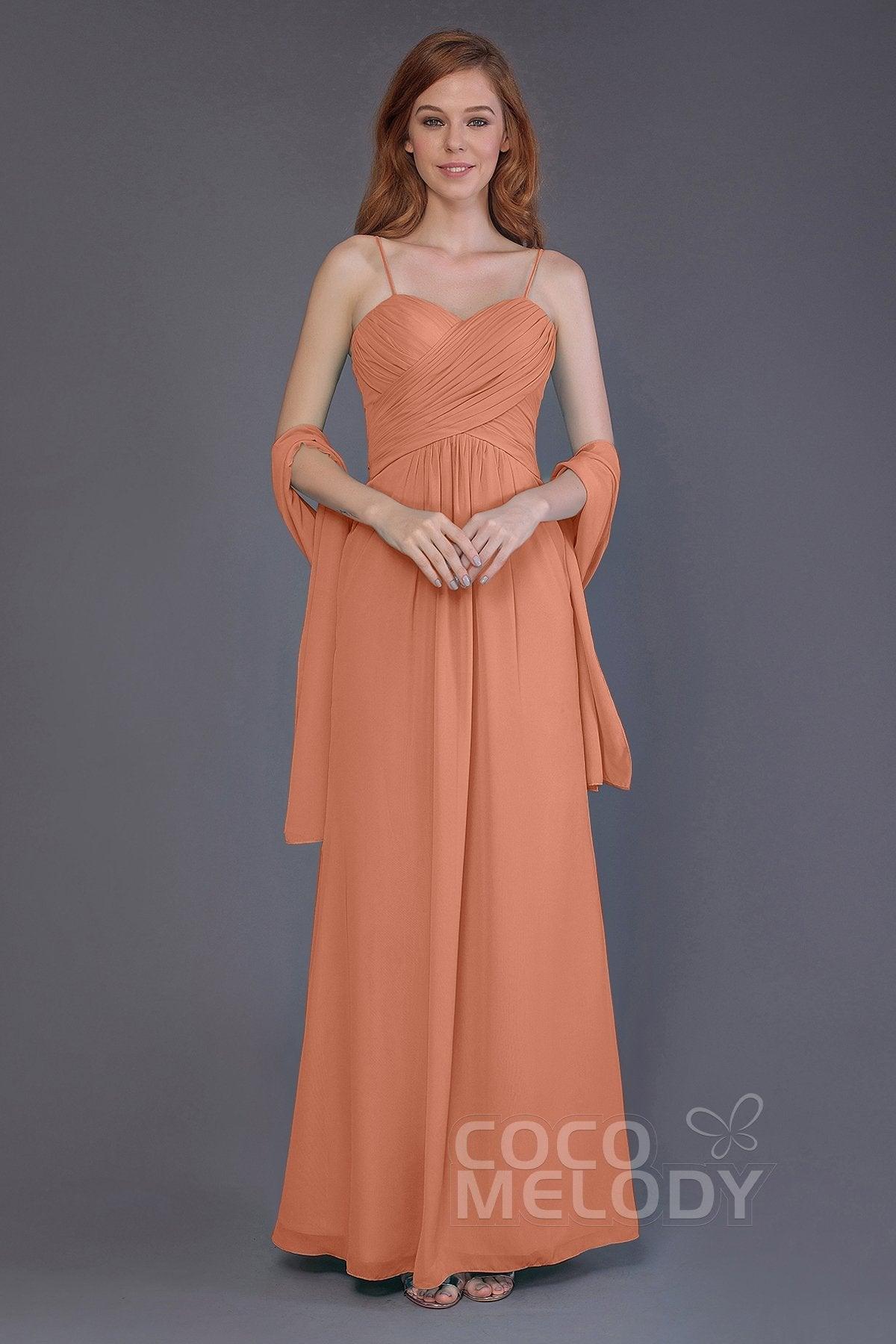 Sheath-Column Floor Length Chiffon Bridesmaid Dress PR3544 - COCOMELODY