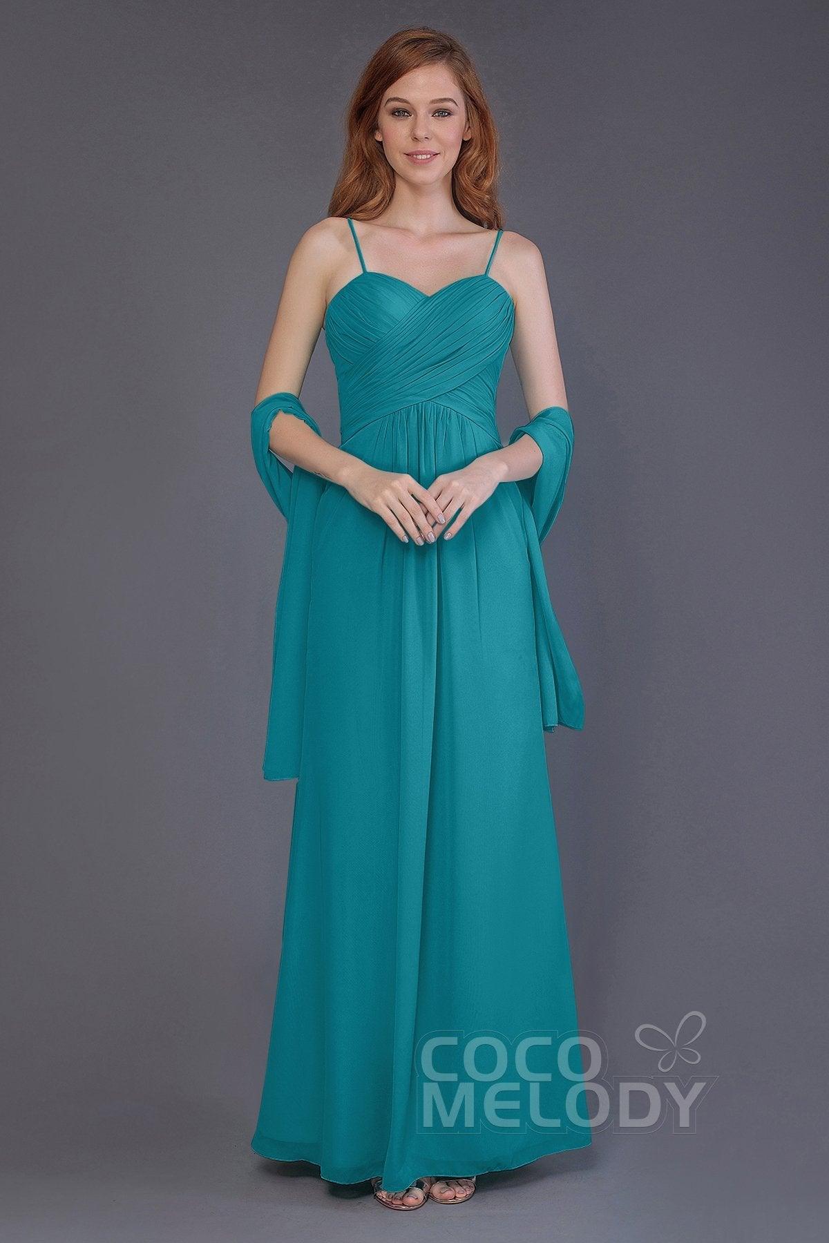 Sheath-Column Floor Length Chiffon Bridesmaid Dress PR3544 - COCOMELODY