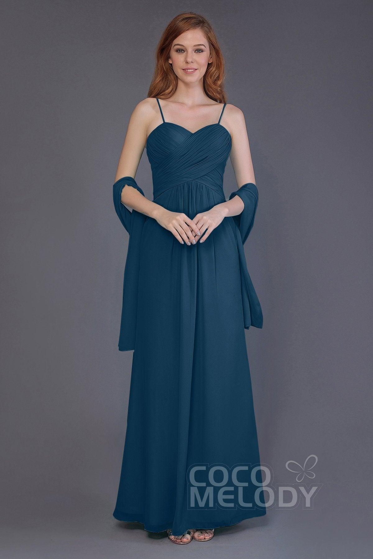 Sheath-Column Floor Length Chiffon Bridesmaid Dress PR3544 - COCOMELODY