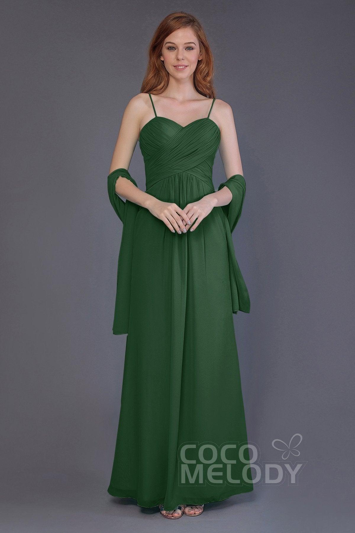 Sheath-Column Floor Length Chiffon Bridesmaid Dress PR3544 - COCOMELODY