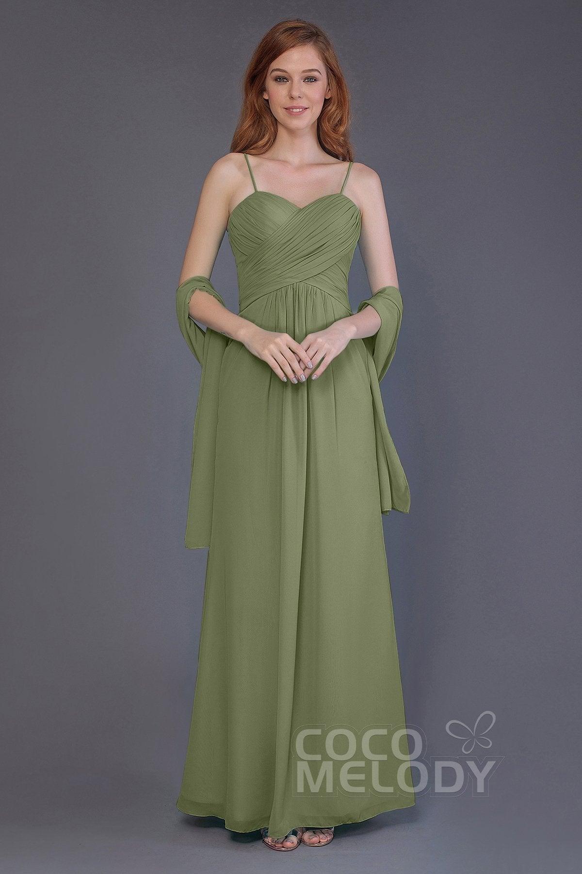 Sheath-Column Floor Length Chiffon Bridesmaid Dress PR3544 - COCOMELODY