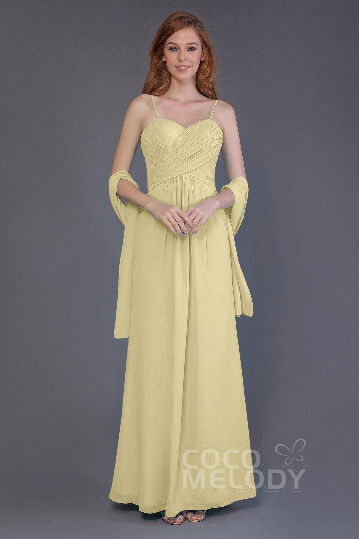 Sheath-Column Floor Length Chiffon Bridesmaid Dress PR3544 - COCOMELODY