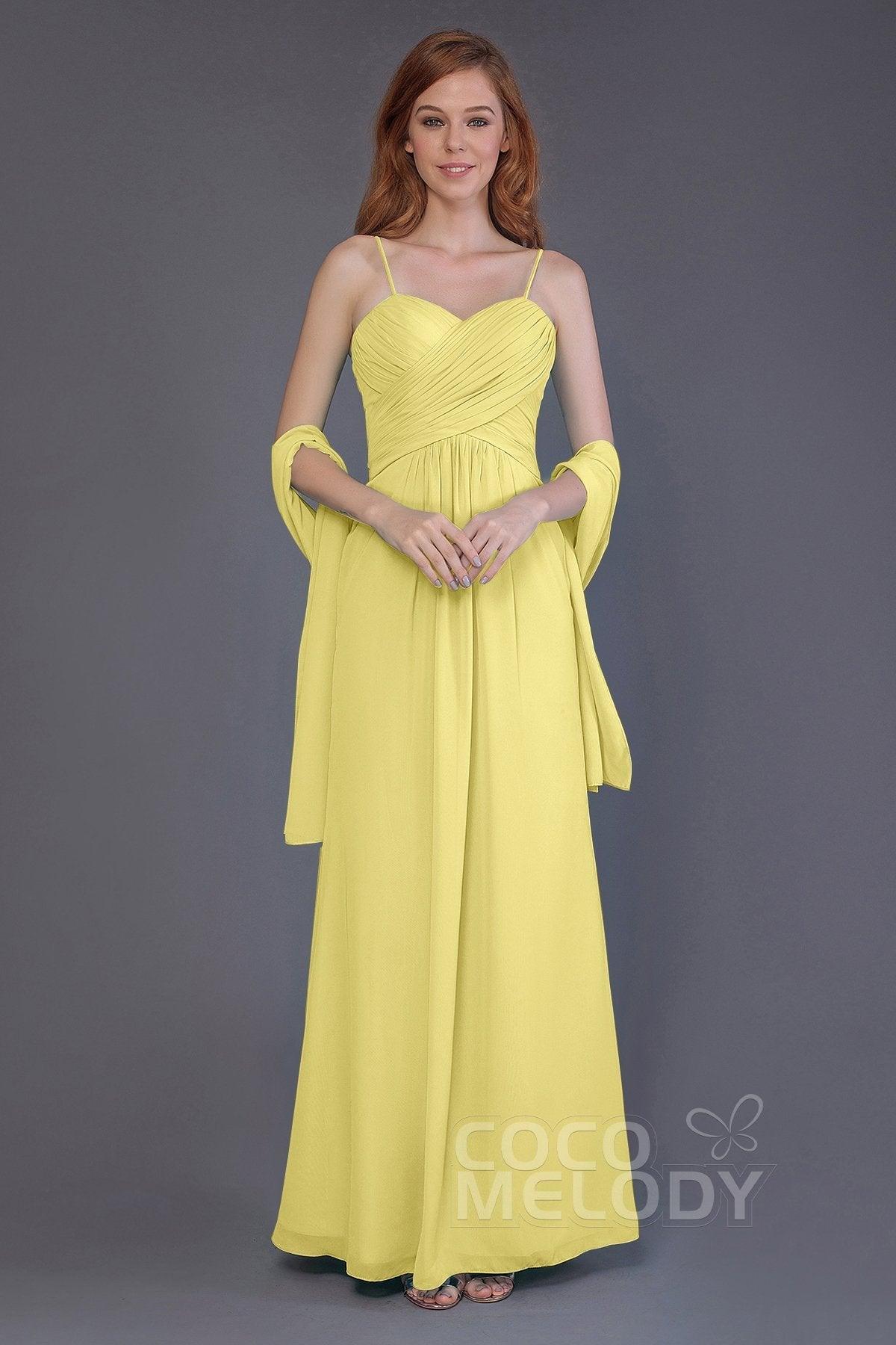 Sheath-Column Floor Length Chiffon Bridesmaid Dress PR3544 - COCOMELODY