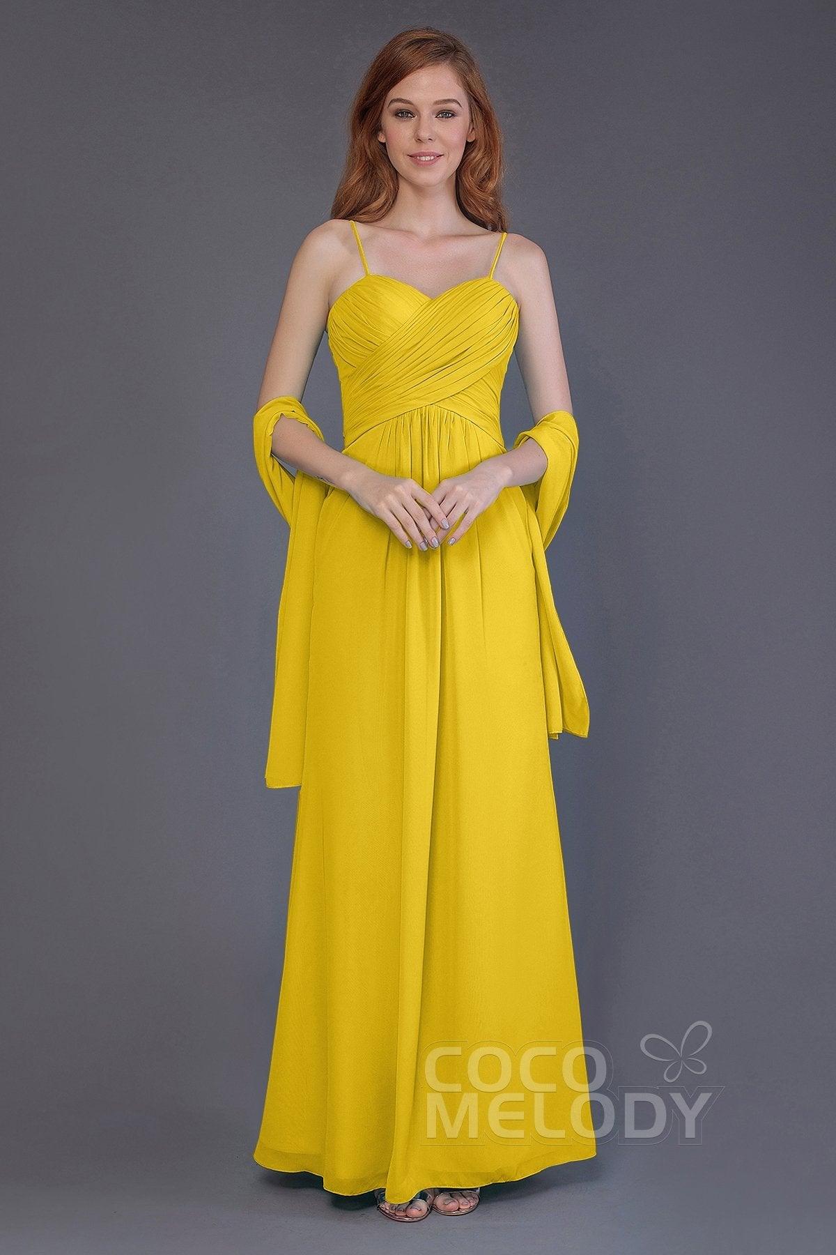 Sheath-Column Floor Length Chiffon Bridesmaid Dress PR3544 - COCOMELODY