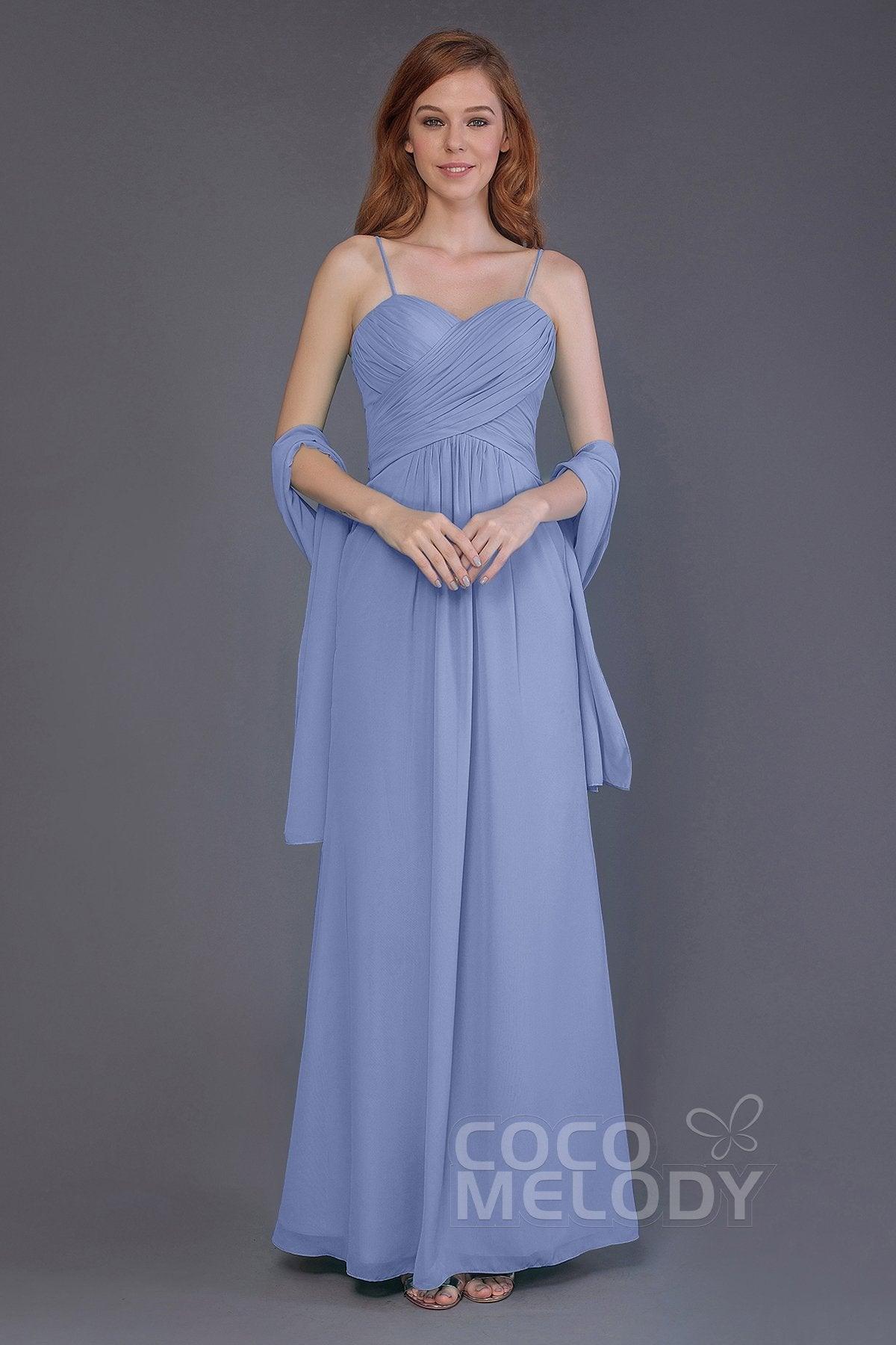 Sheath-Column Floor Length Chiffon Bridesmaid Dress PR3544 - COCOMELODY