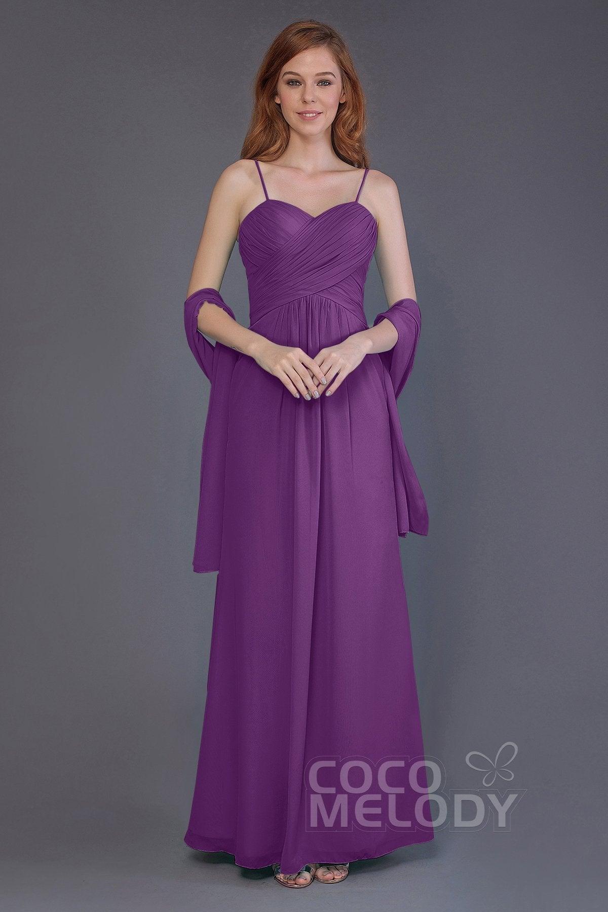 Sheath-Column Floor Length Chiffon Bridesmaid Dress PR3544 - COCOMELODY