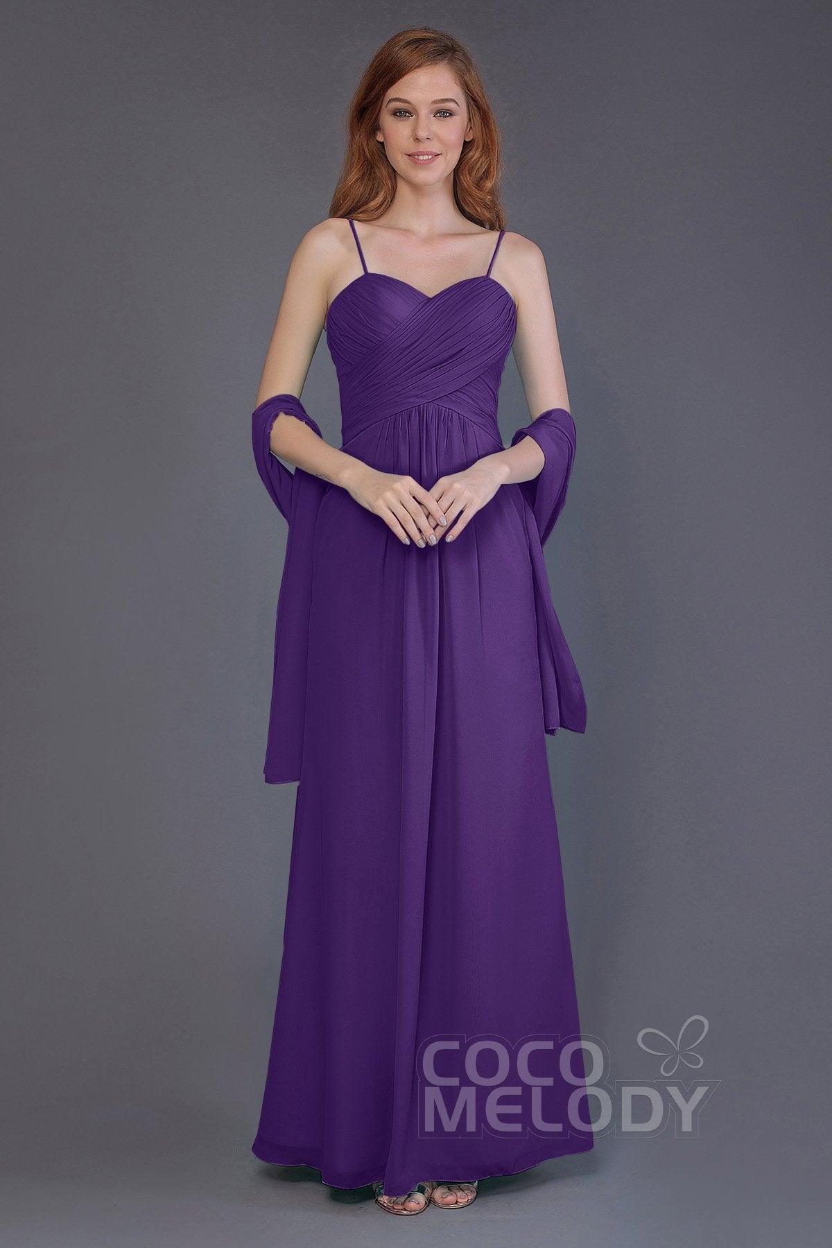 Sheath-Column Floor Length Chiffon Bridesmaid Dress PR3544 - COCOMELODY