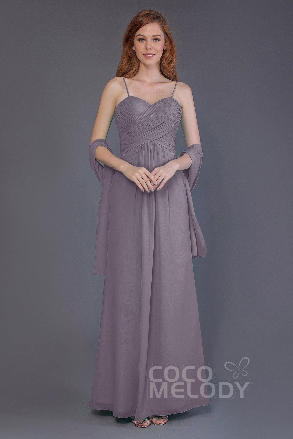 Sheath-Column Floor Length Chiffon Bridesmaid Dress PR3544 - COCOMELODY
