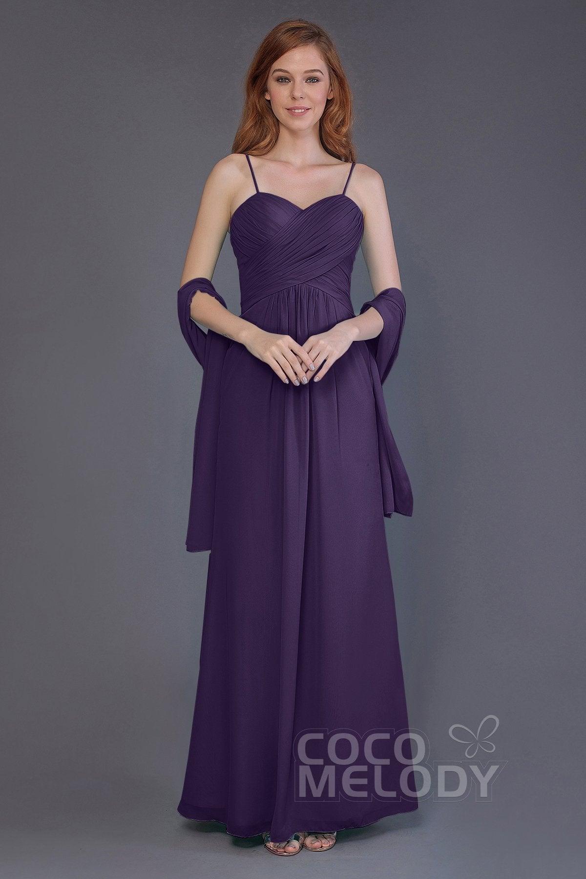 Sheath-Column Floor Length Chiffon Bridesmaid Dress PR3544 - COCOMELODY