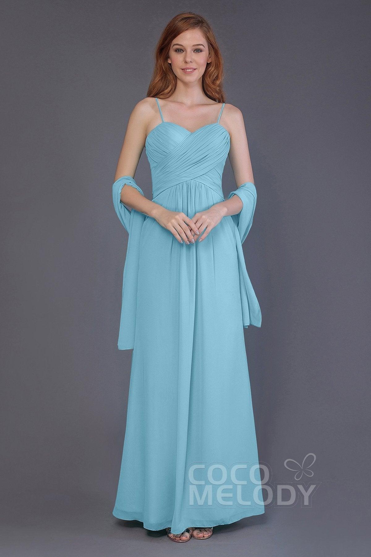 Sheath-Column Floor Length Chiffon Bridesmaid Dress PR3544 - COCOMELODY