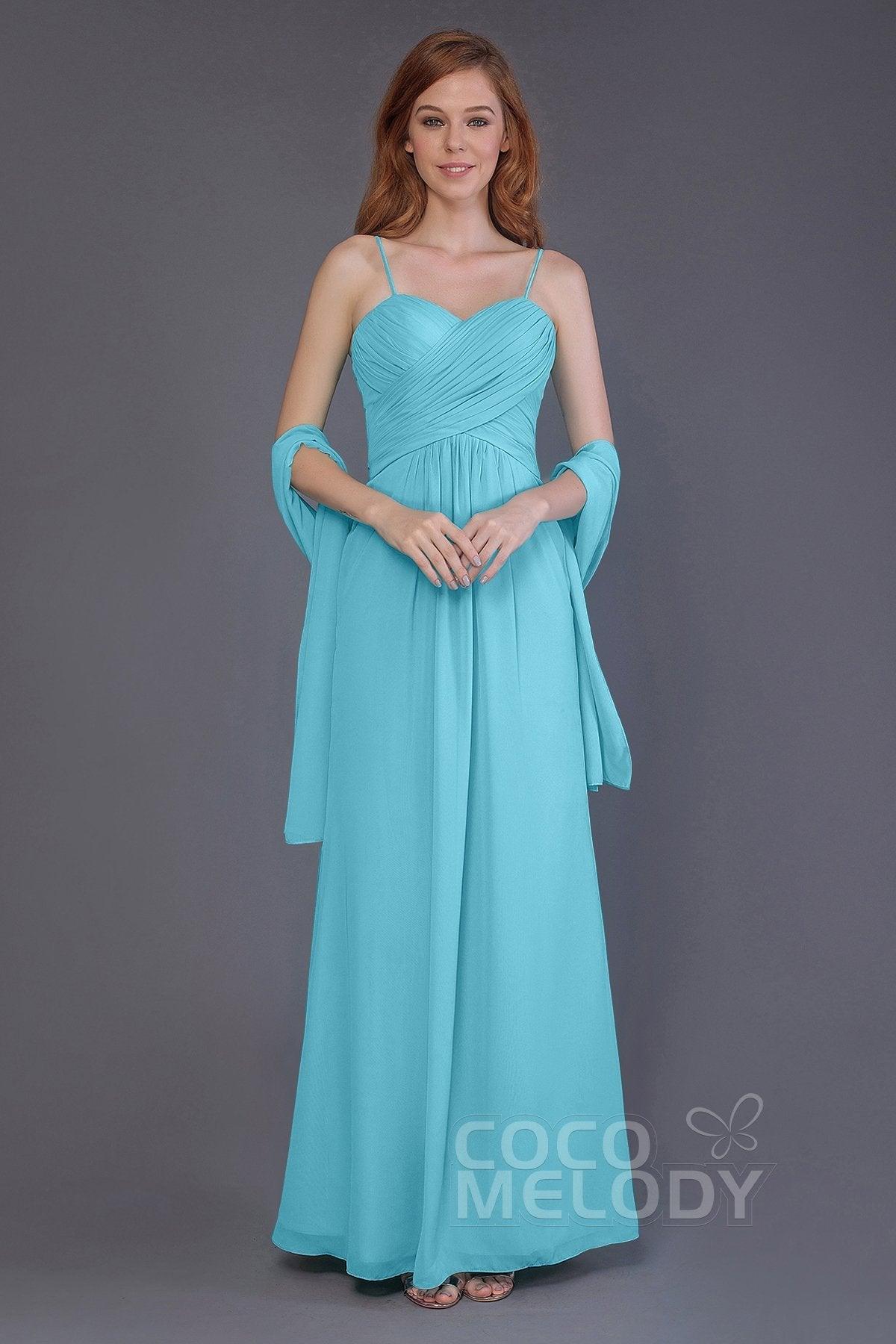 Sheath-Column Floor Length Chiffon Bridesmaid Dress PR3544 - COCOMELODY