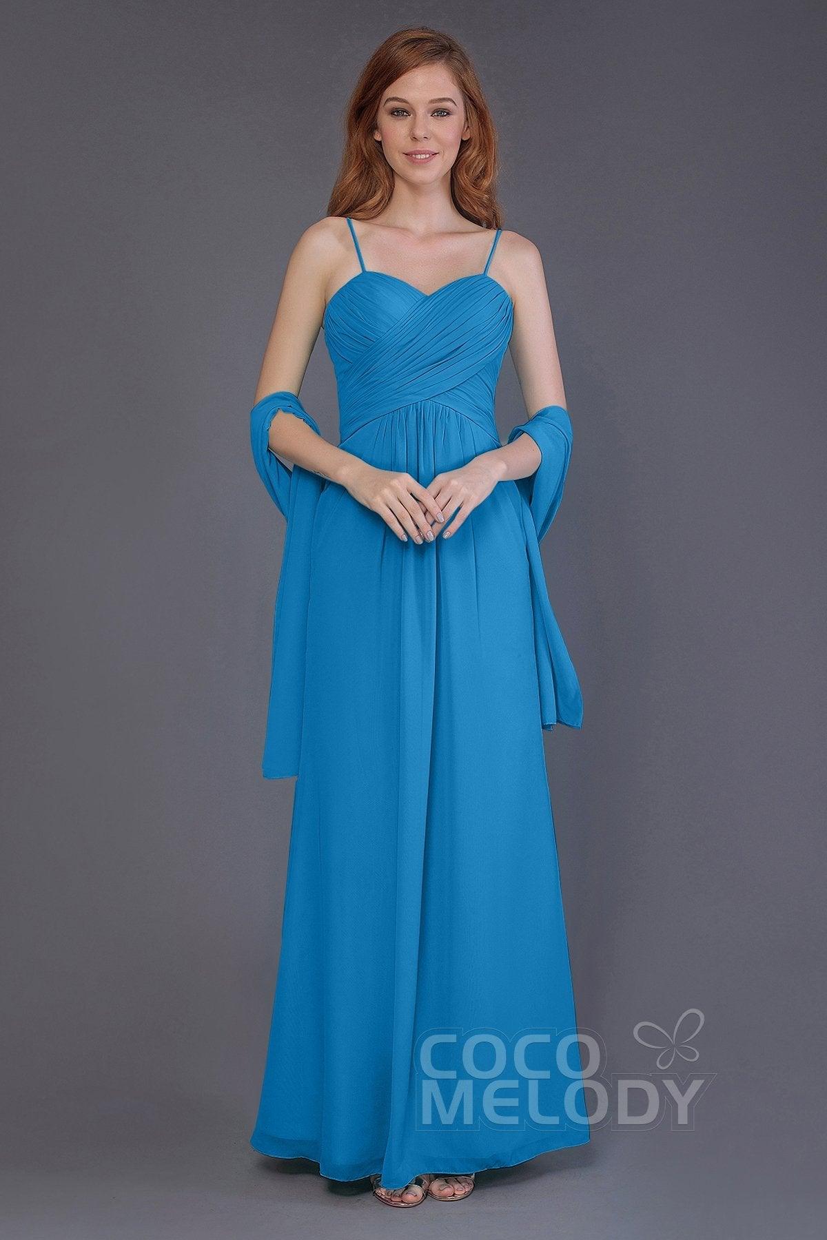Sheath-Column Floor Length Chiffon Bridesmaid Dress PR3544 - COCOMELODY