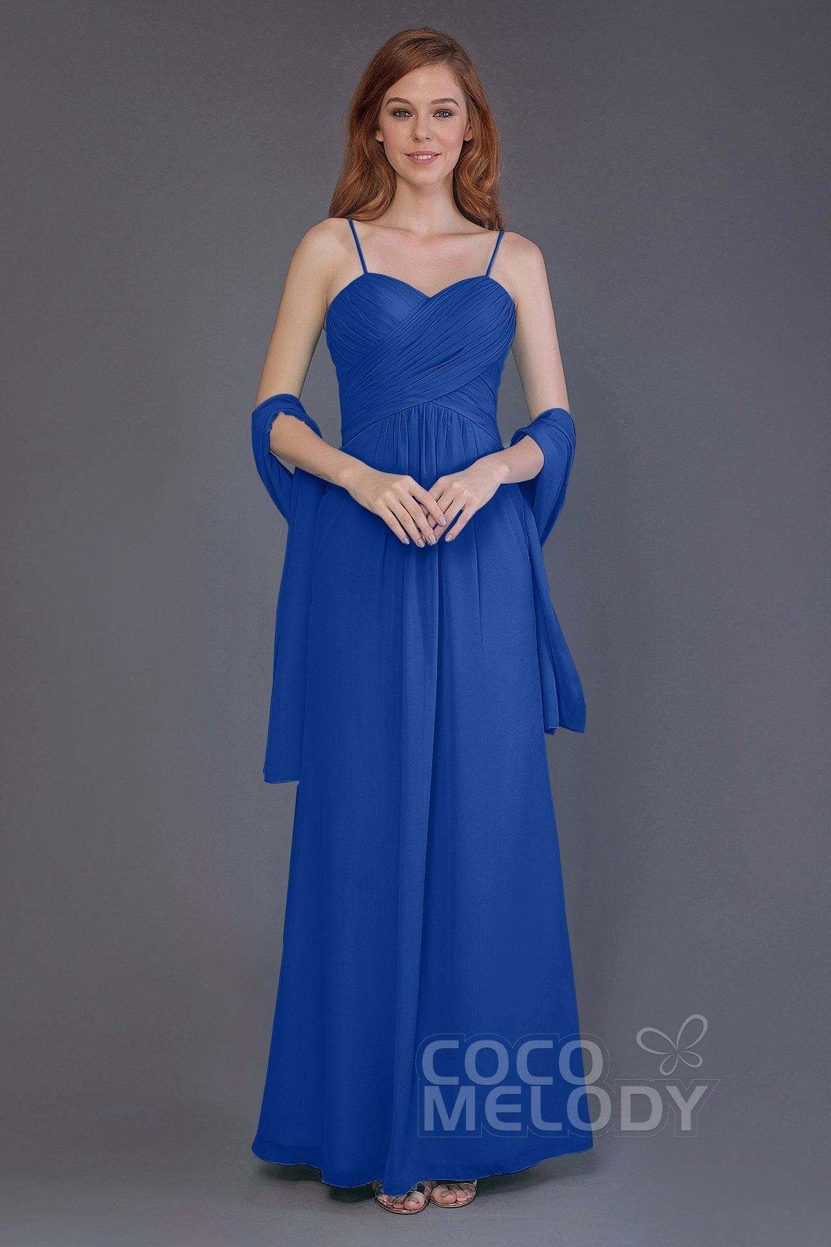 Sheath-Column Floor Length Chiffon Bridesmaid Dress PR3544 - COCOMELODY