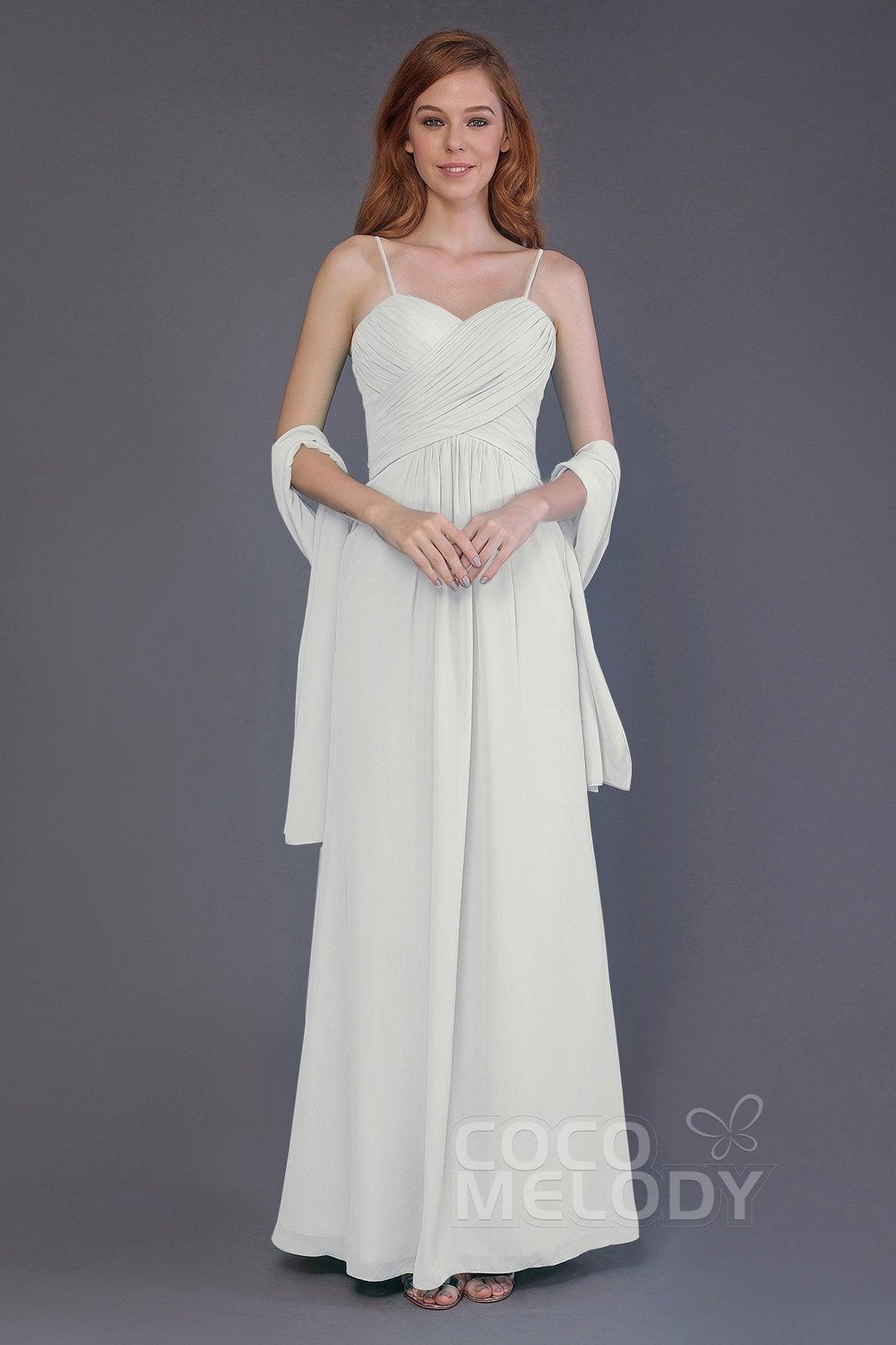 Sheath-Column Floor Length Chiffon Bridesmaid Dress PR3544 - COCOMELODY