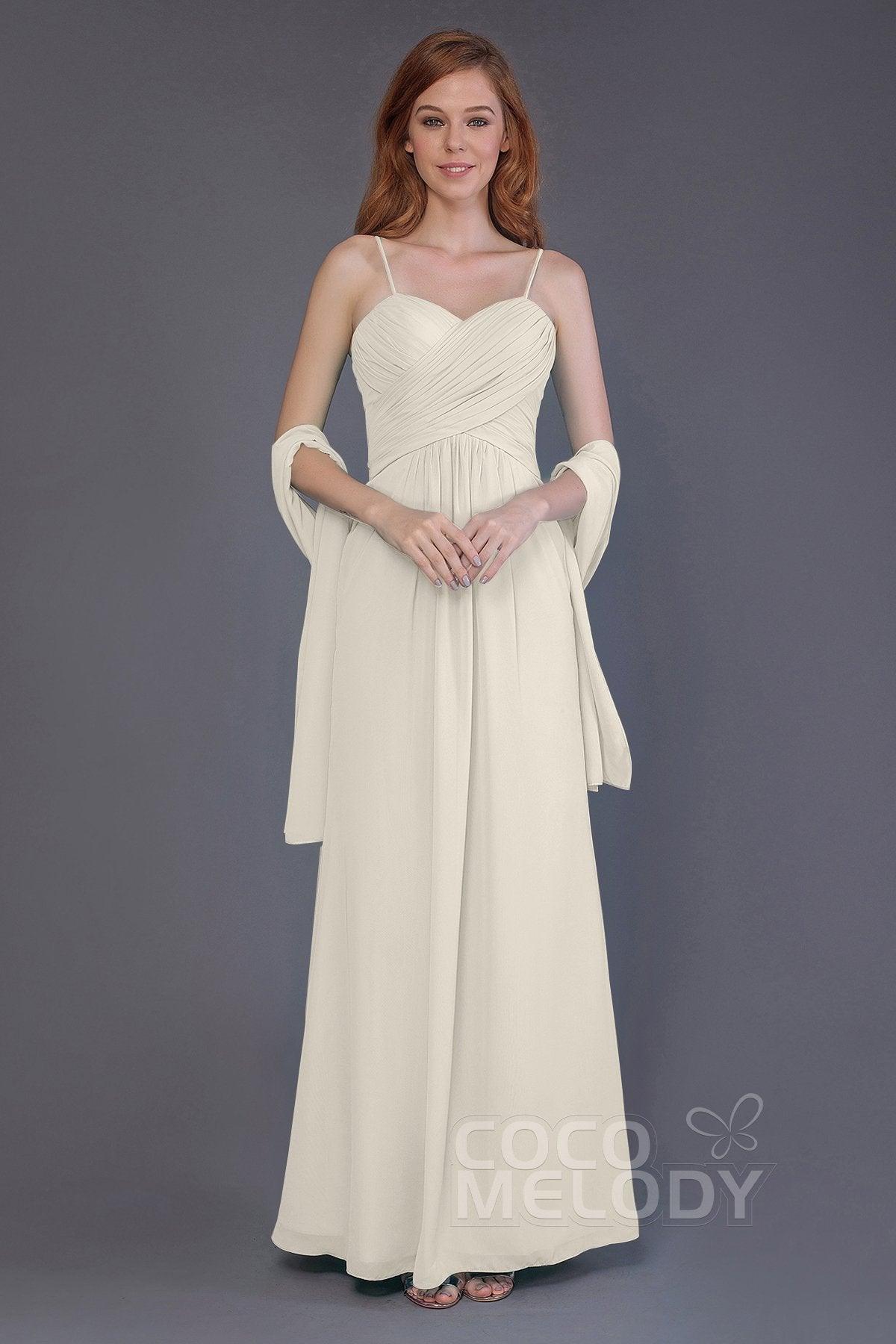 Sheath-Column Floor Length Chiffon Bridesmaid Dress PR3544 - COCOMELODY