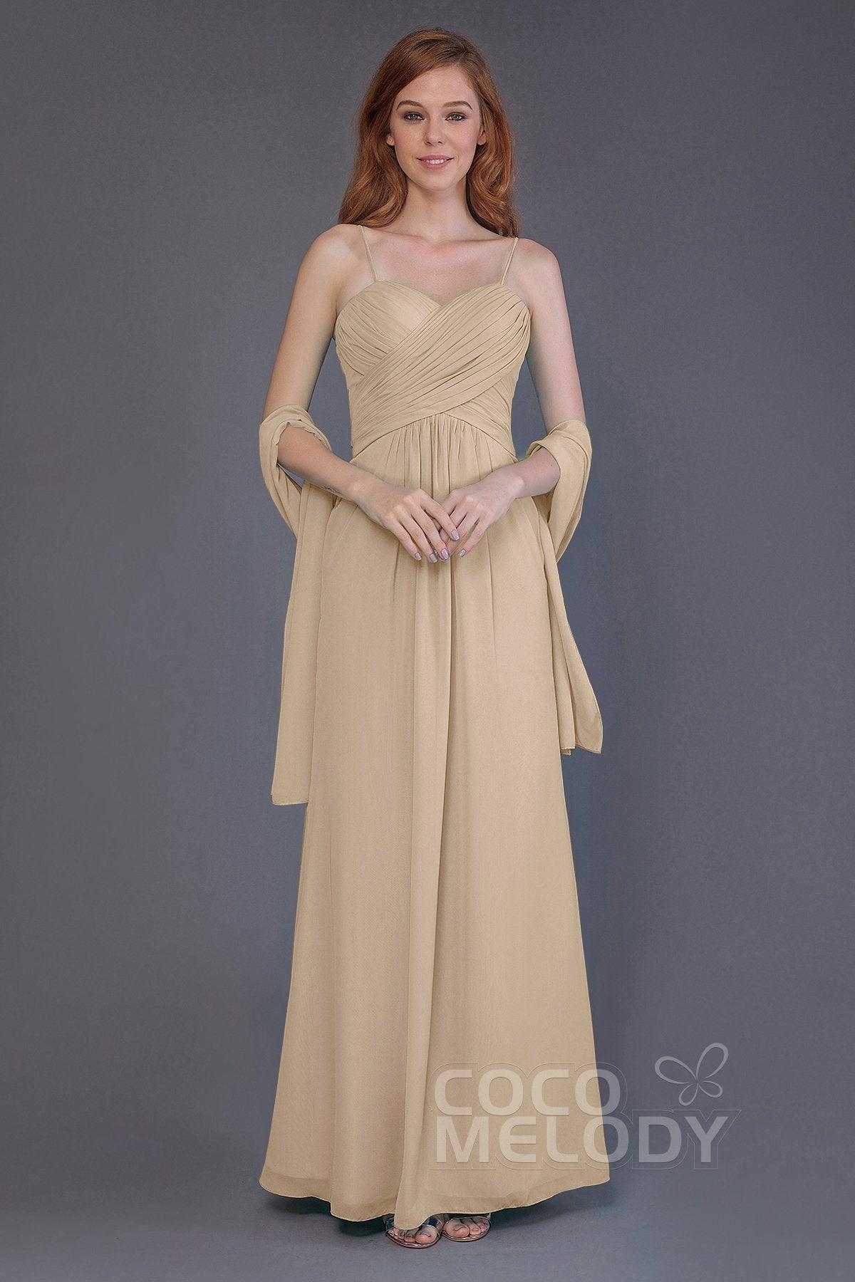 Sheath-Column Floor Length Chiffon Bridesmaid Dress PR3544 - COCOMELODY