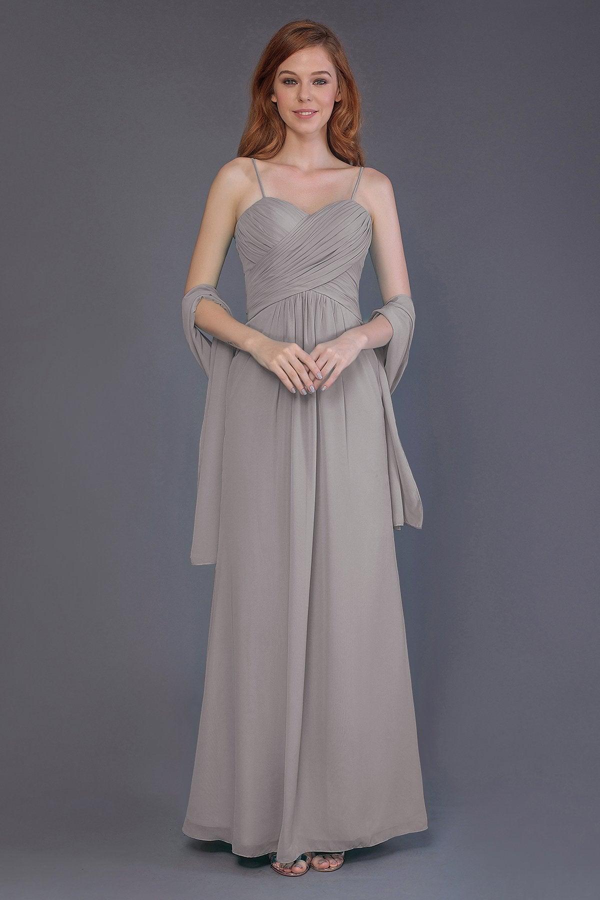 Sheath-Column Floor Length Chiffon Bridesmaid Dress PR3544 - COCOMELODY