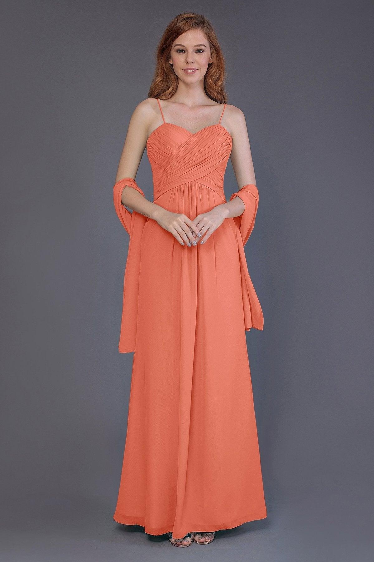 Sheath-Column Floor Length Chiffon Bridesmaid Dress PR3544 - COCOMELODY