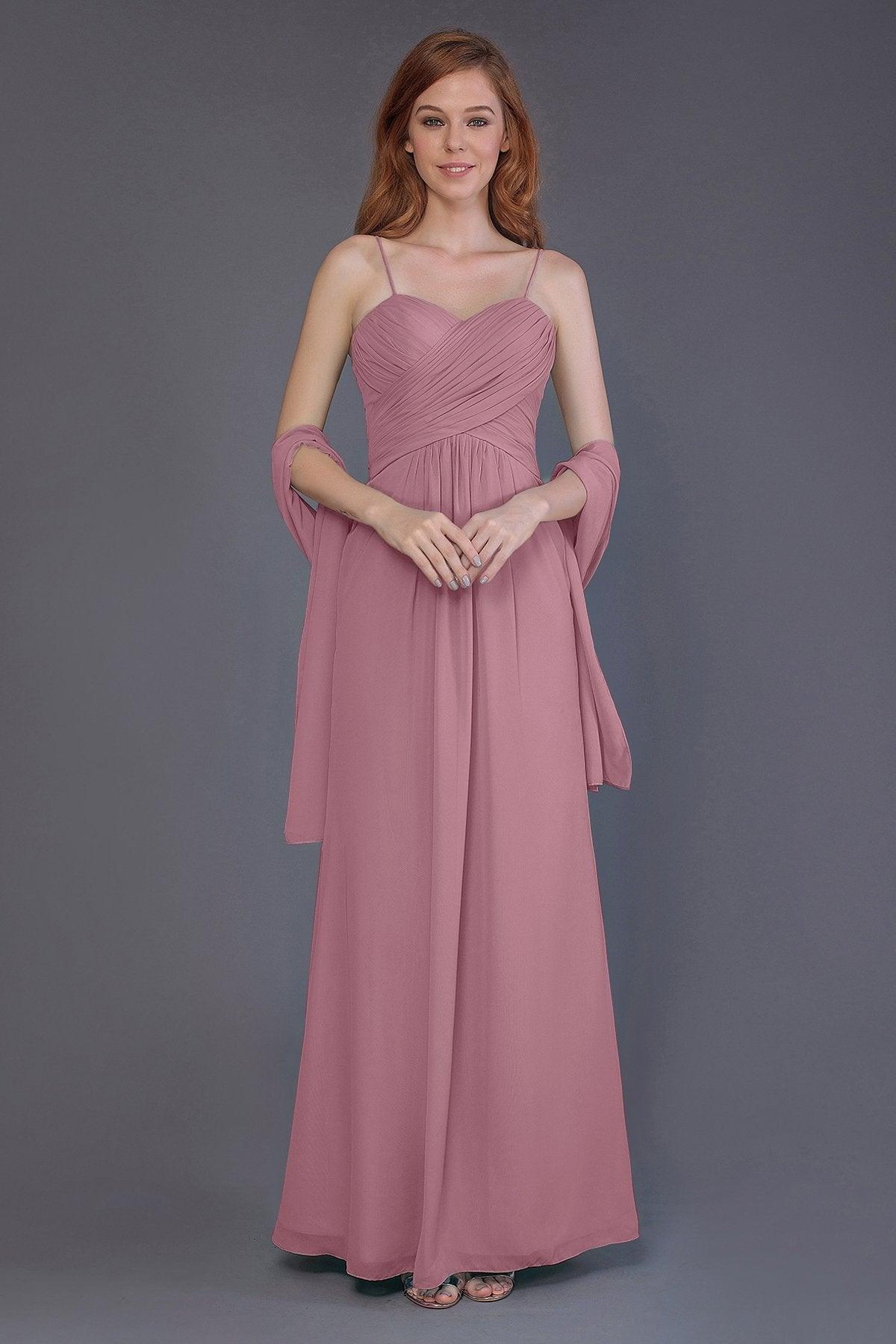 Sheath-Column Floor Length Chiffon Bridesmaid Dress PR3544 - COCOMELODY