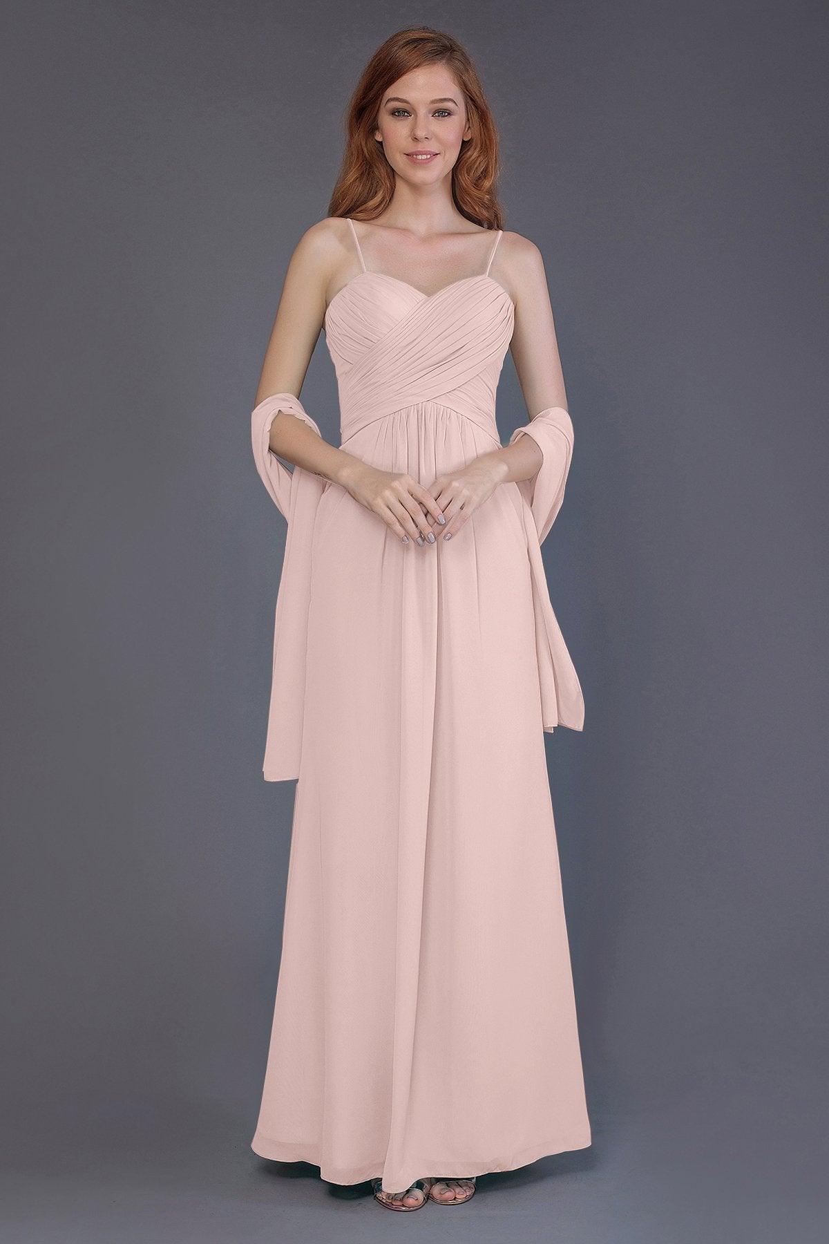 Sheath-Column Floor Length Chiffon Bridesmaid Dress PR3544 - COCOMELODY