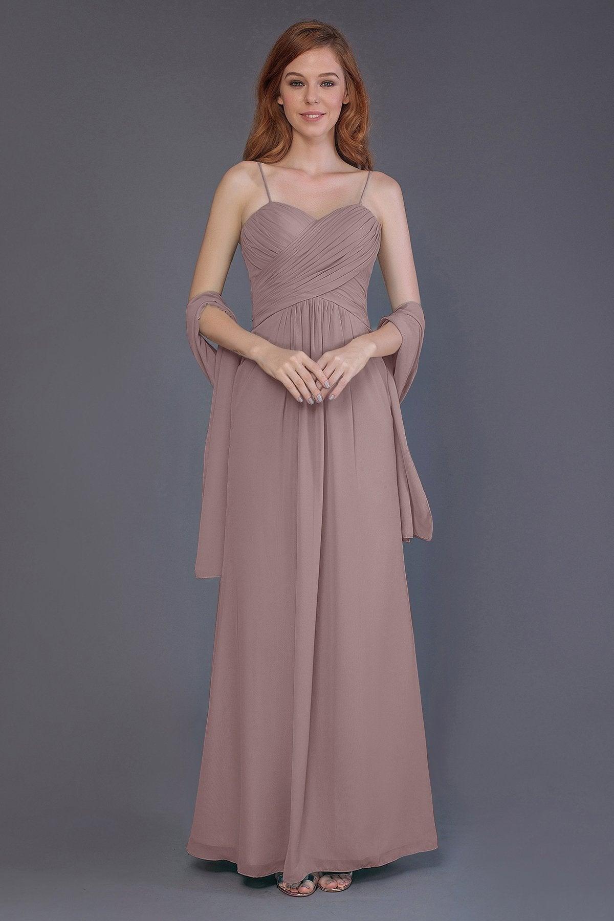 Sheath-Column Floor Length Chiffon Bridesmaid Dress PR3544 - COCOMELODY