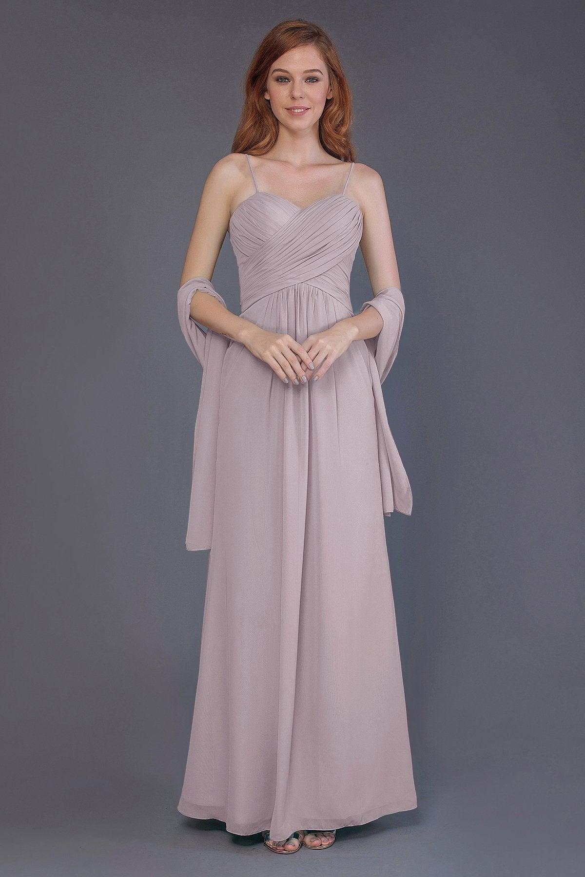 Sheath-Column Floor Length Chiffon Bridesmaid Dress PR3544 - COCOMELODY
