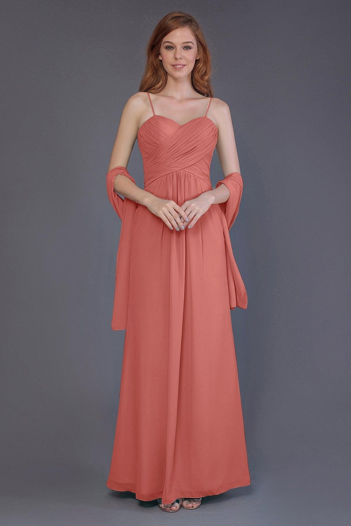 Sheath-Column Floor Length Chiffon Bridesmaid Dress PR3544 - COCOMELODY