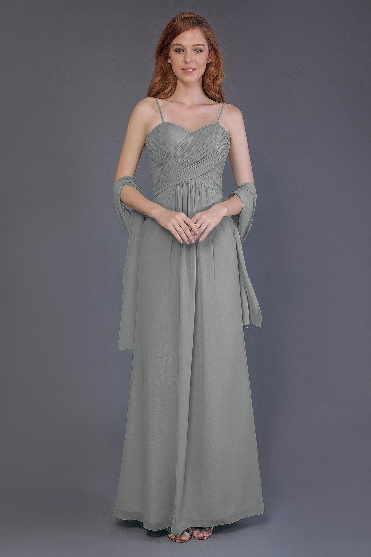 Sheath-Column Floor Length Chiffon Bridesmaid Dress PR3544 - COCOMELODY