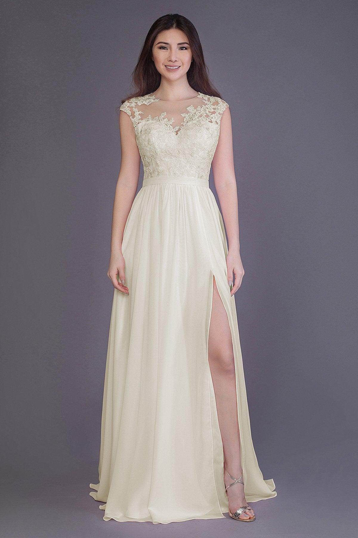 cheap lace bridesmaid dresses Lillian Elegant High Low Lace Chiffon Bridesmaid Dresses, Dusty Rose