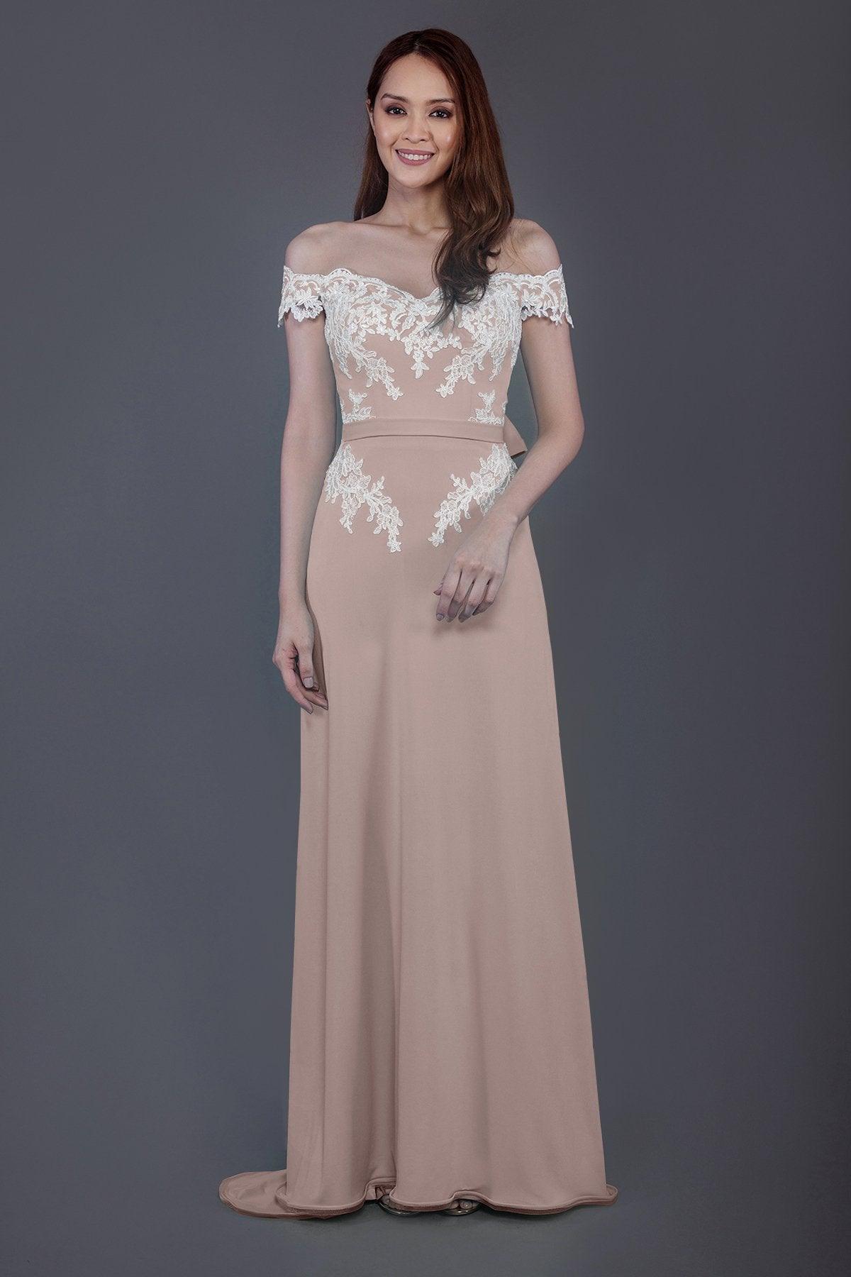 Sheath Sweep Train Knitted Fabric Bridesmaid Dress PR3561 - COCOMELODY